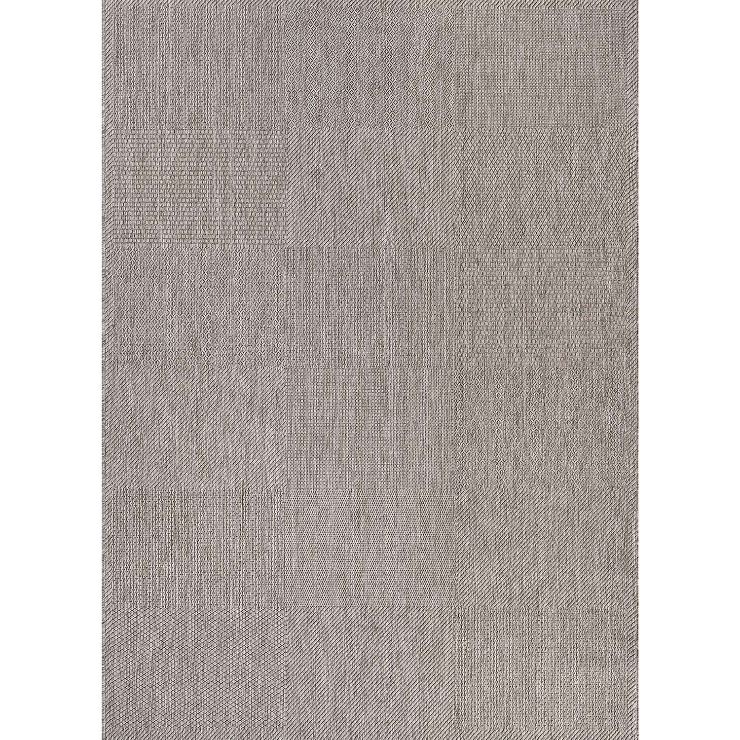 Durable indoor and outdoor flatweave patio rug, natural look in grey-zoom-4