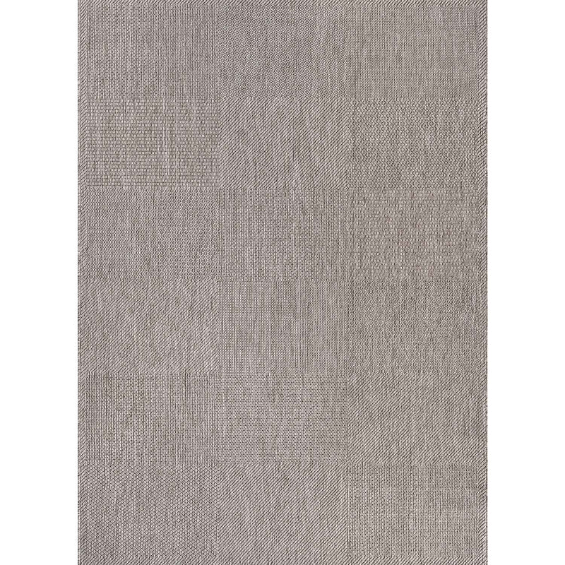Durable indoor and outdoor flatweave patio rug, natural look in grey-zoom-
