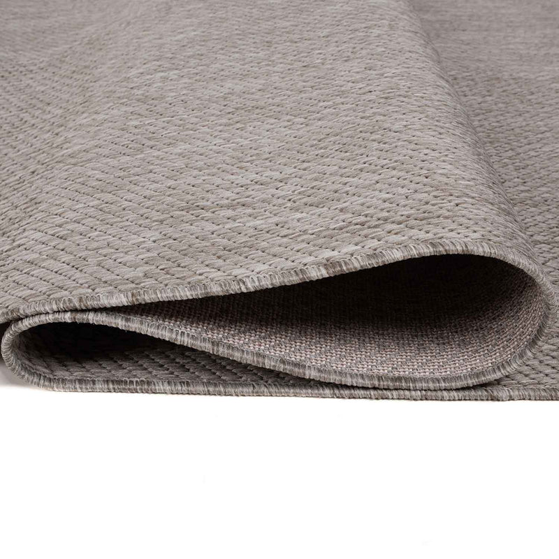 Durable indoor and outdoor flatweave patio rug, natural look in grey-zoom-