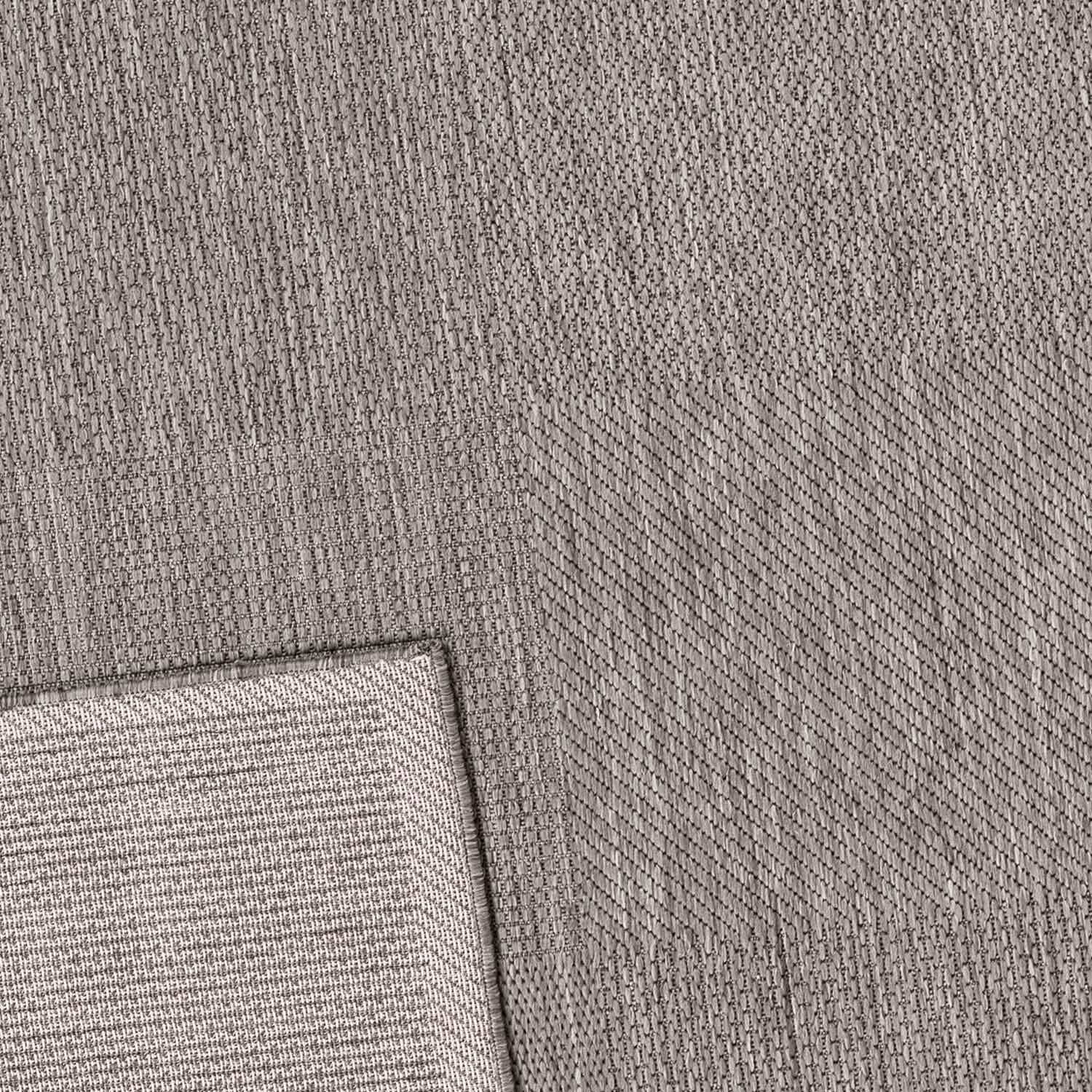 Durable indoor and outdoor flatweave patio rug, natural look in grey-zoom-2