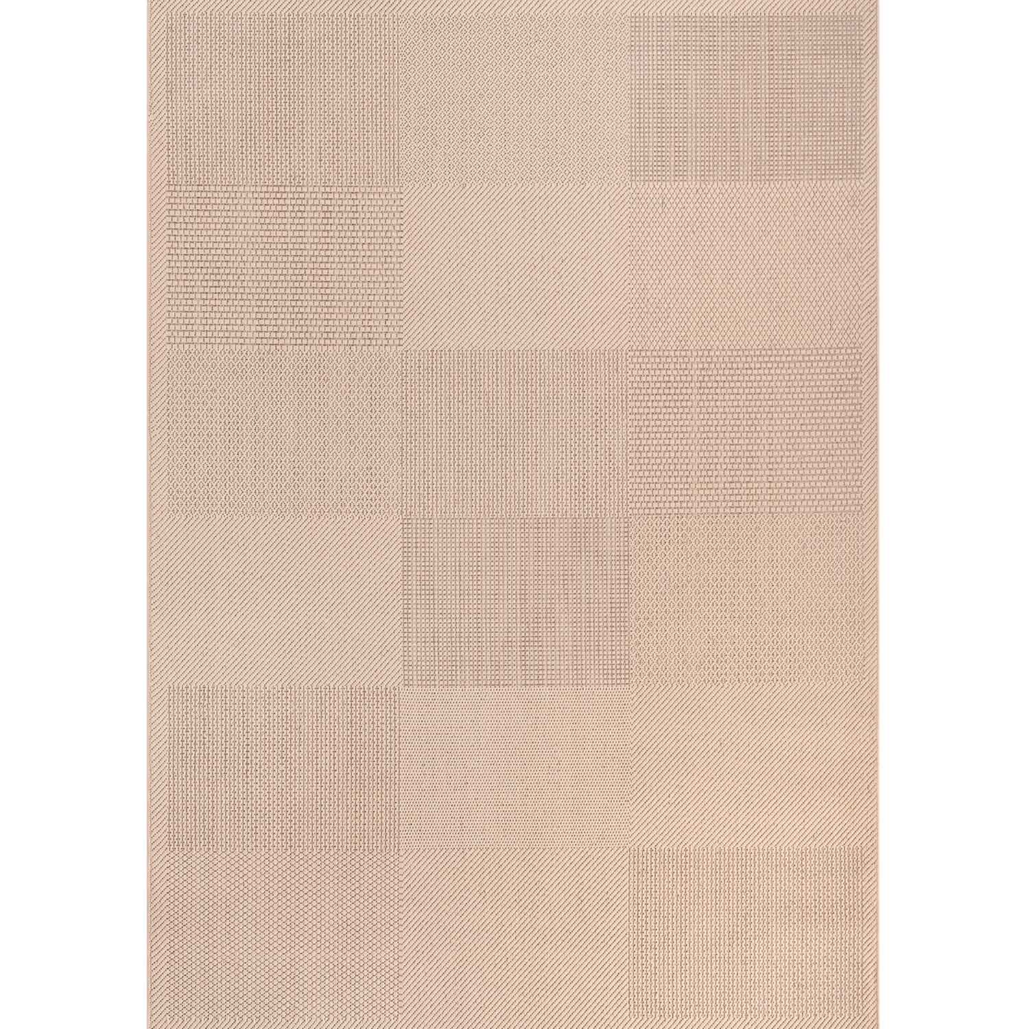 Durable indoor and outdoor flatweave patio rug, natural look in beige