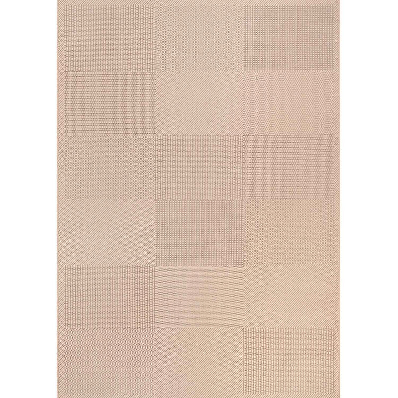 Durable indoor and outdoor flatweave patio rug, natural look in beige-zoom-