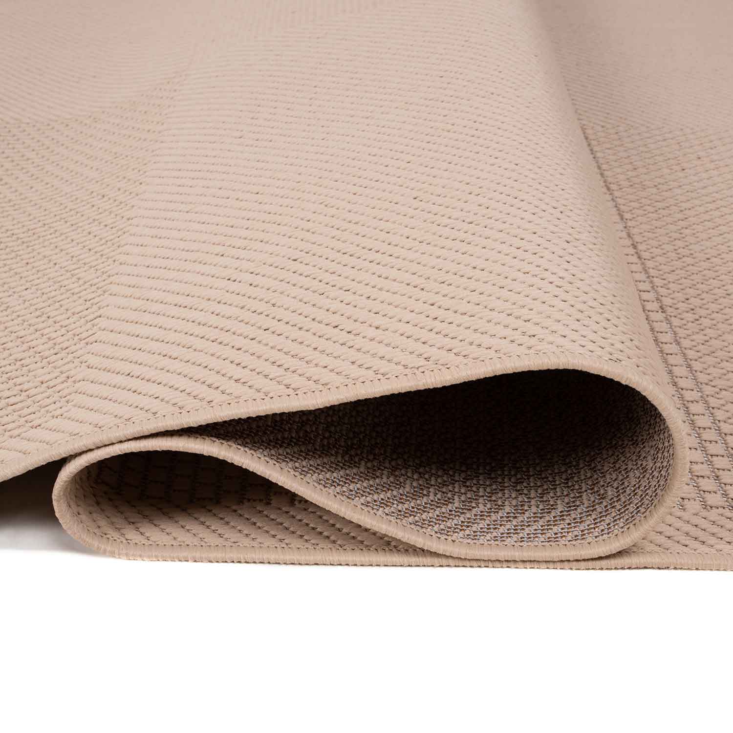 Durable indoor and outdoor flatweave patio rug, natural look in beige-zoom-4