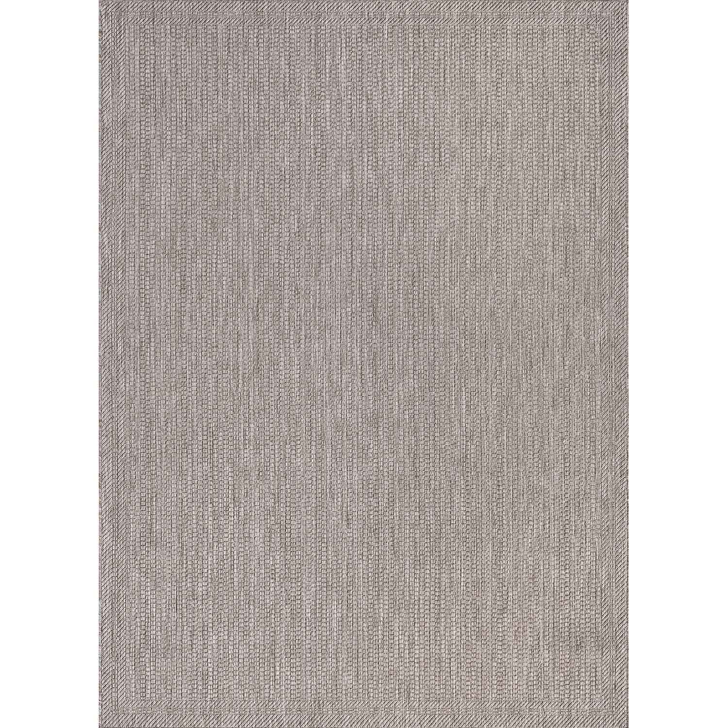 Indoor and outdoor flatweave rugs for patios, natural look in grey & beige
