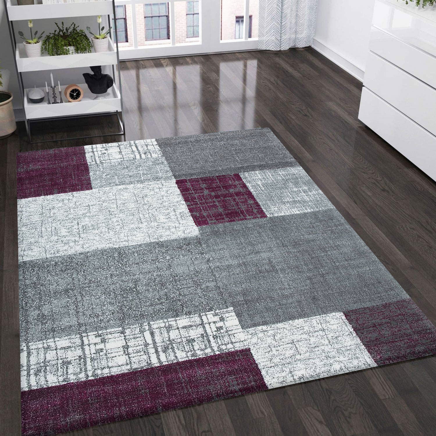 Samo9473 Purple tile-look carpet-zoom-1