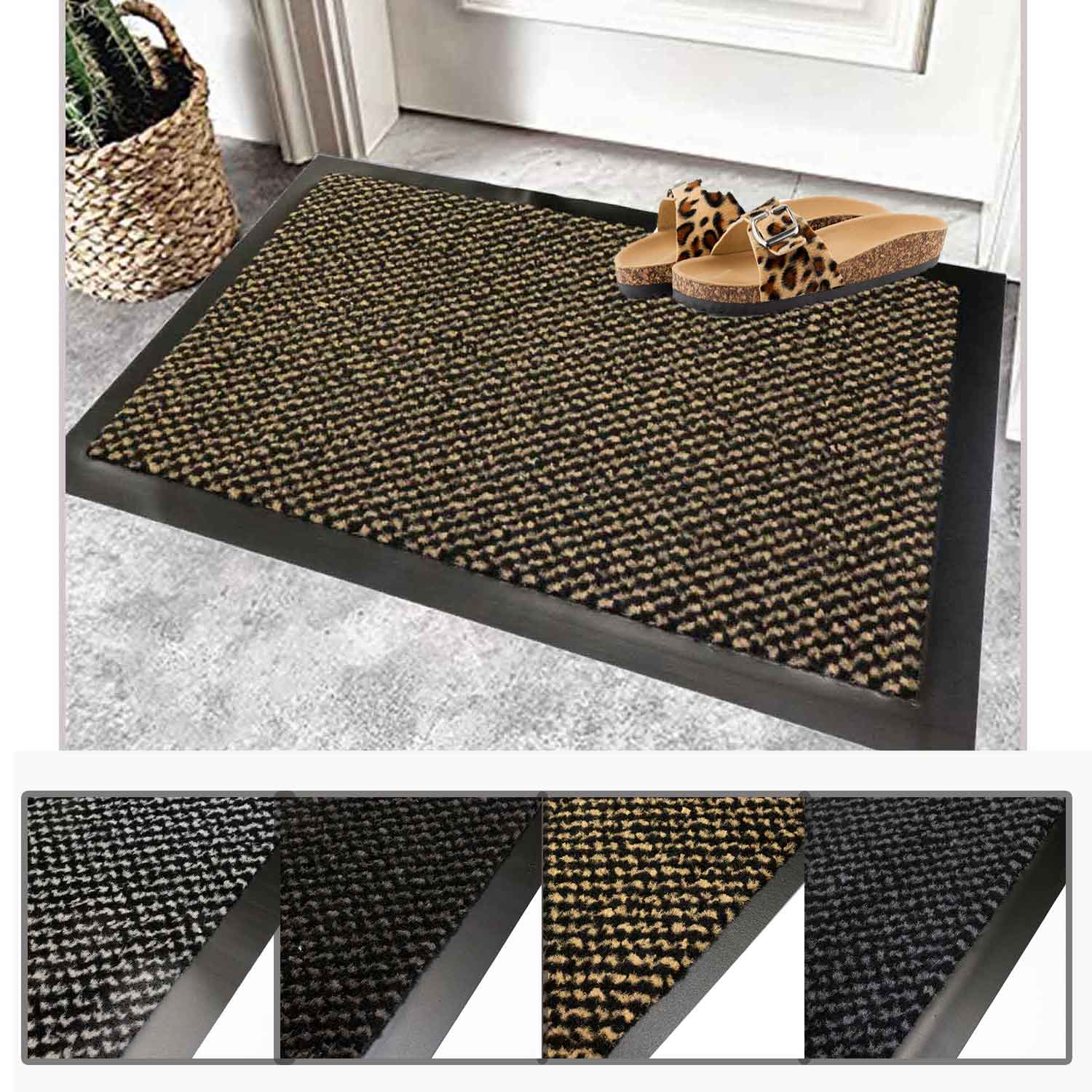 Washable, waterproof, durable, dirt-trapping, non-slip entrance mat for front door, entrance, hallway, patio, balcony