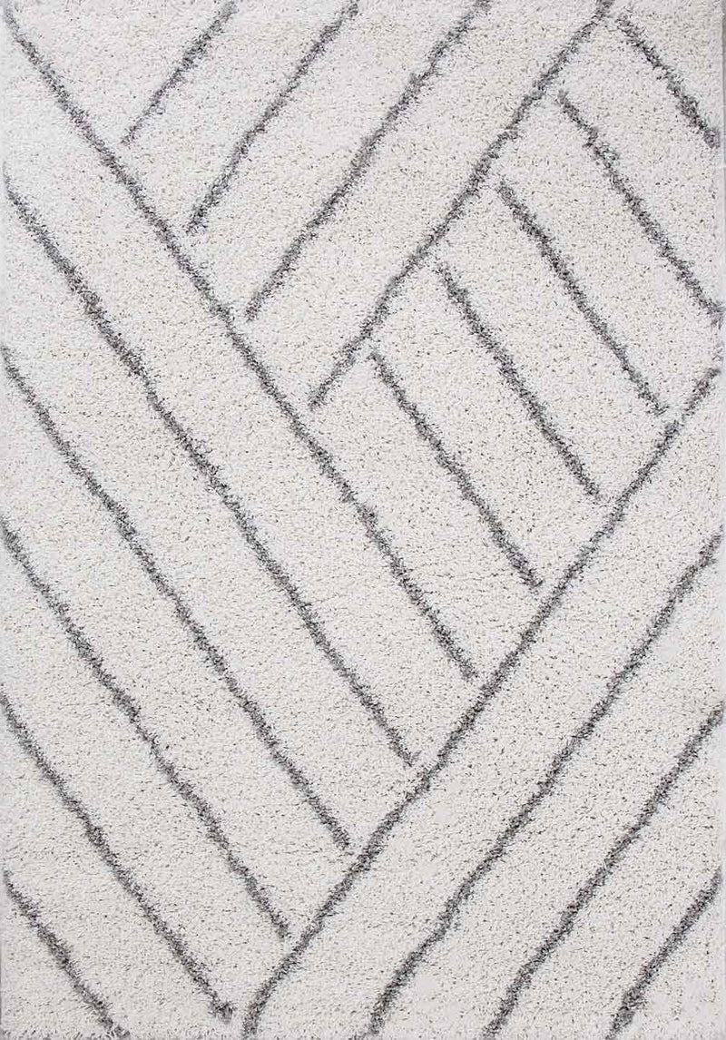 Shaggy rug diagonal stripes design cream grey modern-zoom-
