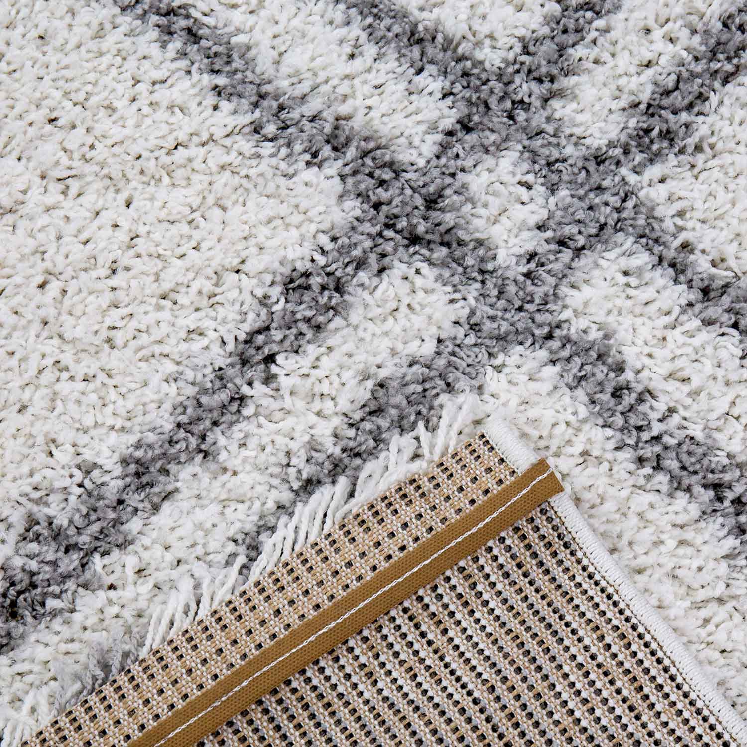 Hochflor Teppich, Weicher Wohnzimmer Shaggy Skandinavischer Stil Rauten-3