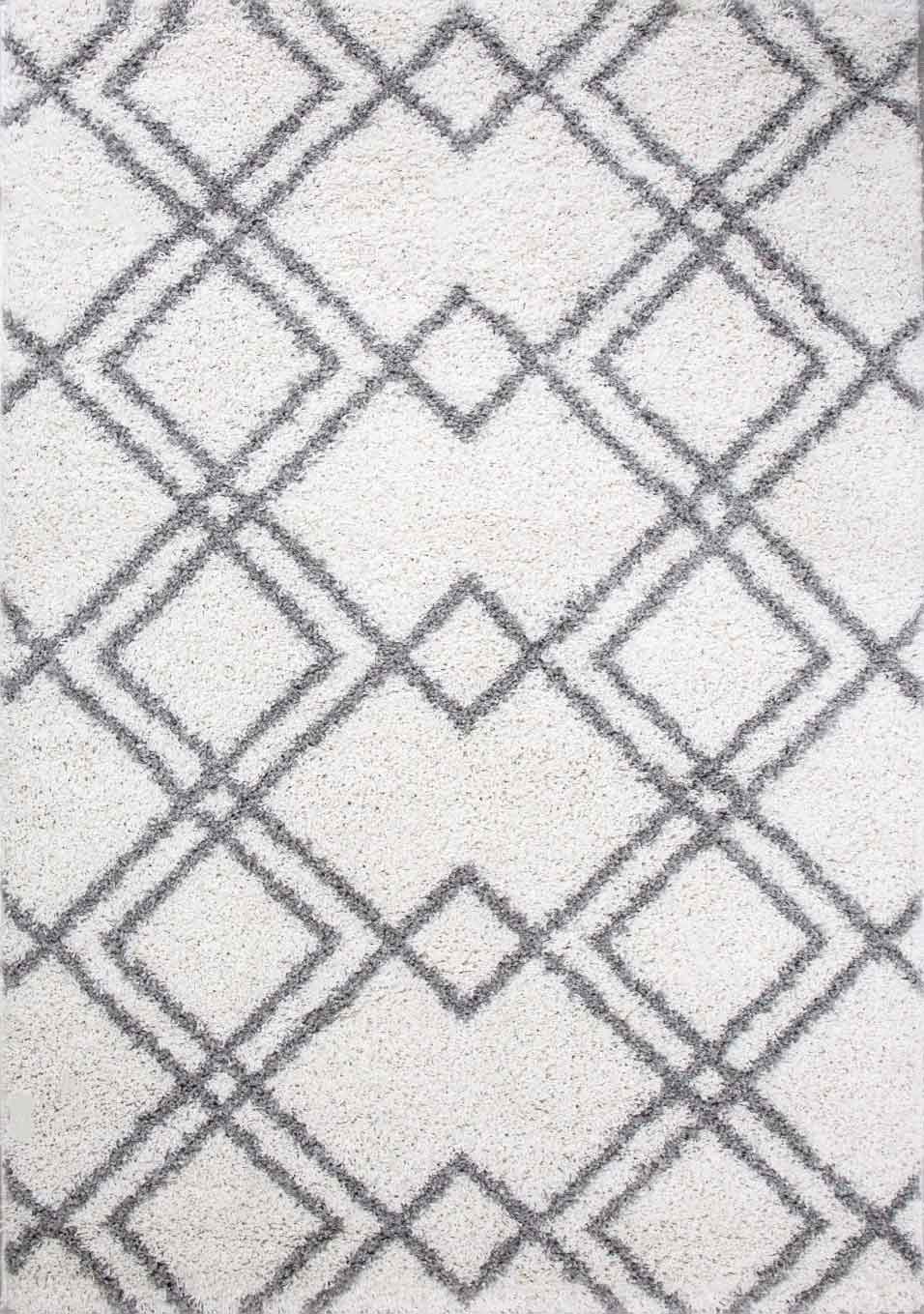 Hochflor Teppich, Weicher Wohnzimmer Shaggy Skandinavischer Stil Rauten-zoom-5