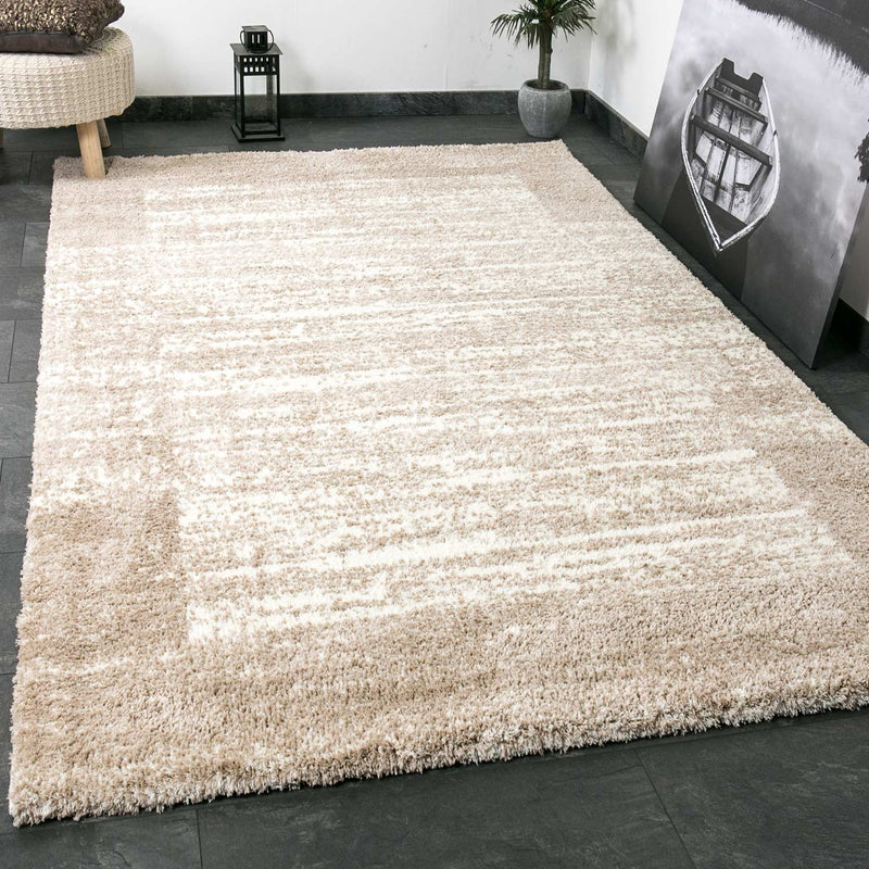 Nizza9461 Beige Shaggy Rug Microfiber Extra Fluffy-zoom-