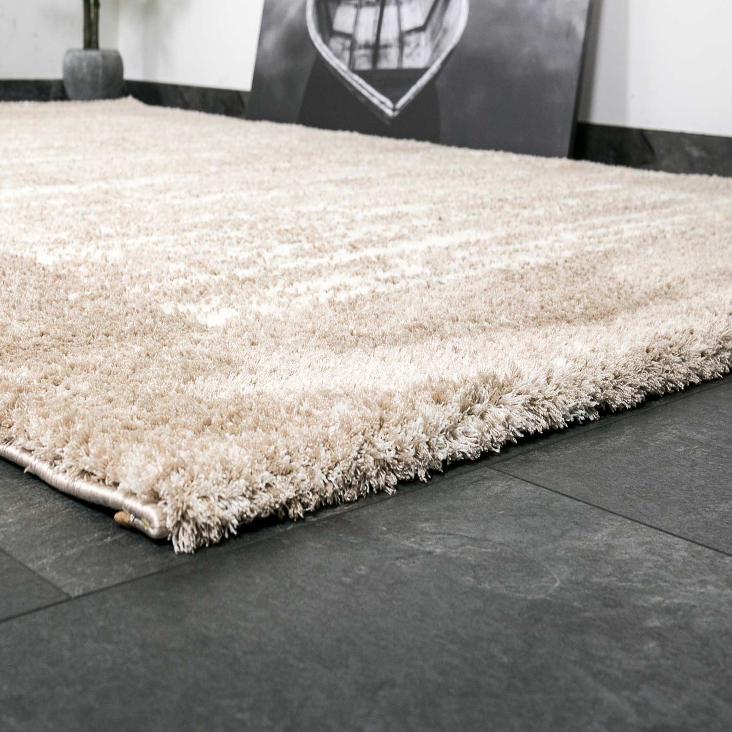 Nizza9461 Beige Shaggy Rug Microfiber Extra Fluffy-zoom-3