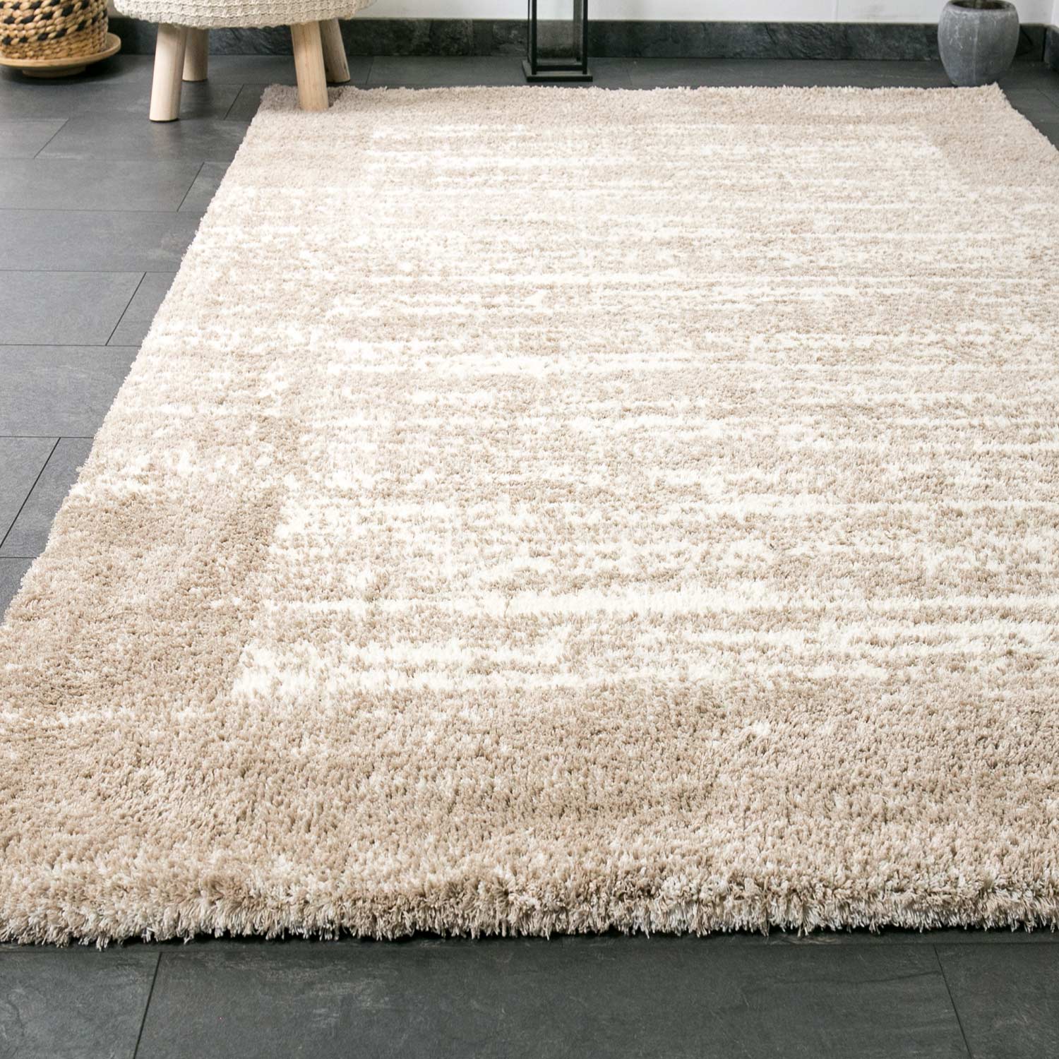 Nizza9461 Beige Shaggy Rug Microfiber Extra Fluffy-2