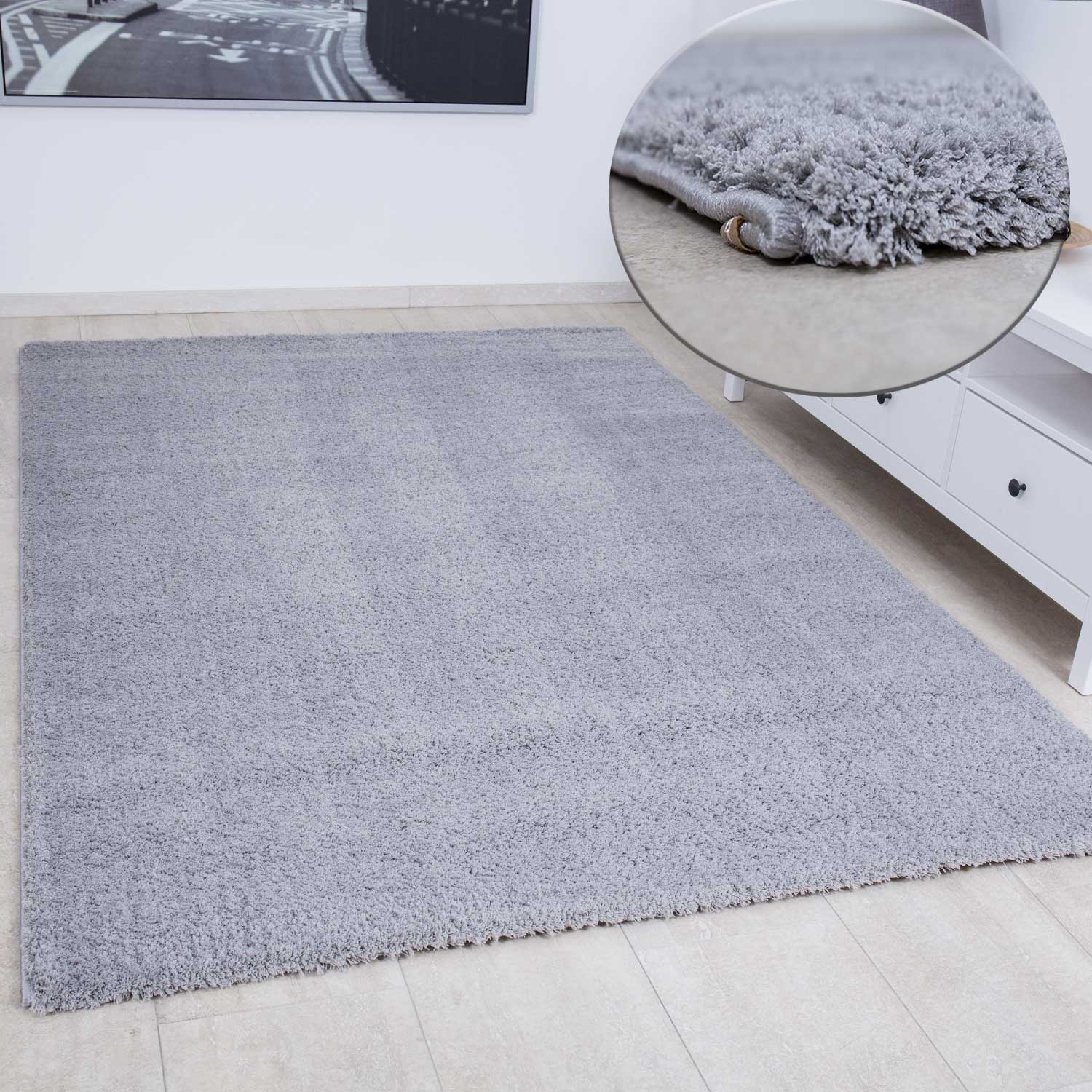 Nizza1000 Light Grey Shaggy Extra Fluffy Densely Woven-zoom-1