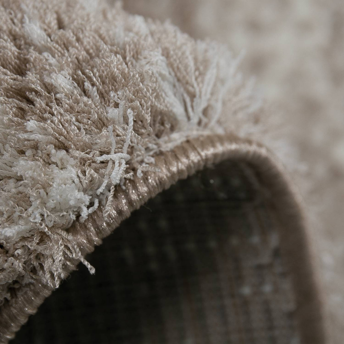 Nizza9074 Beige Shaggy Microfiber Rug Extra Fluffy