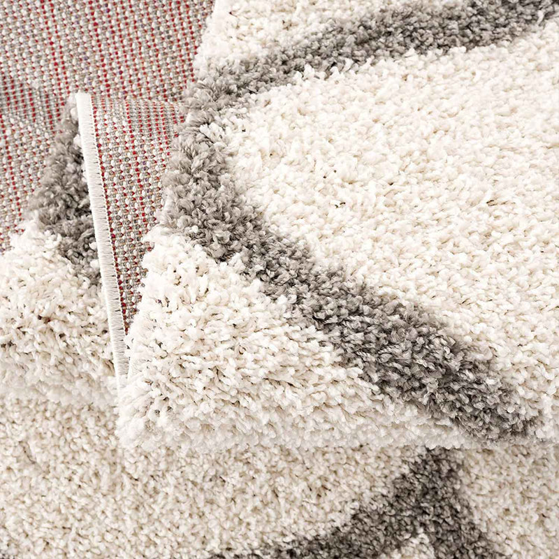 High-pile rug for living room, bedroom, kitchen, shaggy, Scandinavian diamond pattern-zoom-