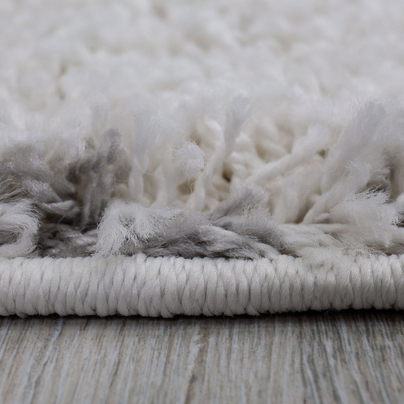 Shaggy Teppich Diagonale Streifen Design Creme Grau Modern-zoom-