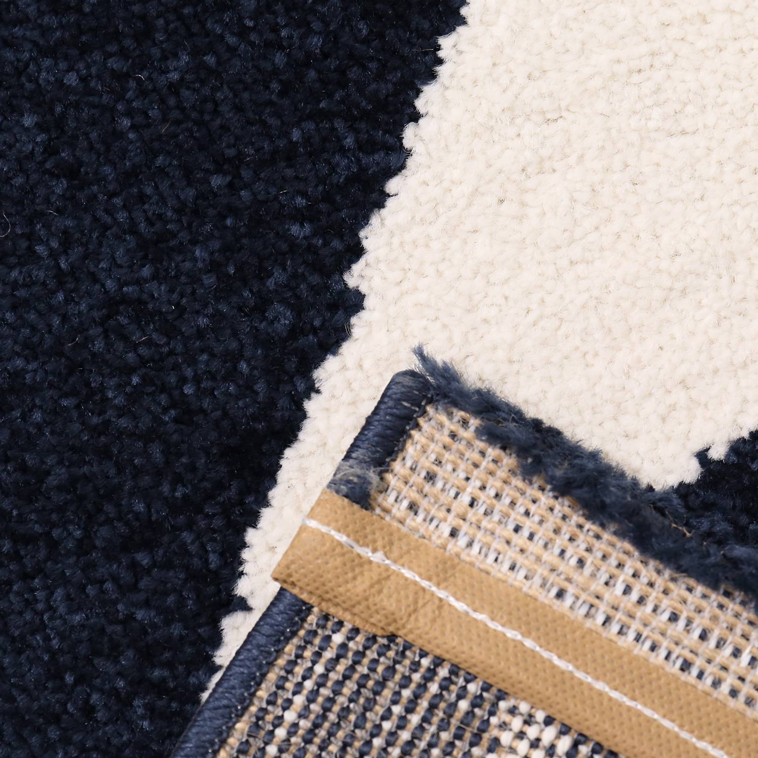 Short-pile rug with stars and a sky, modern blue and white, suitable for a teenager's room or living room.-zoom-2