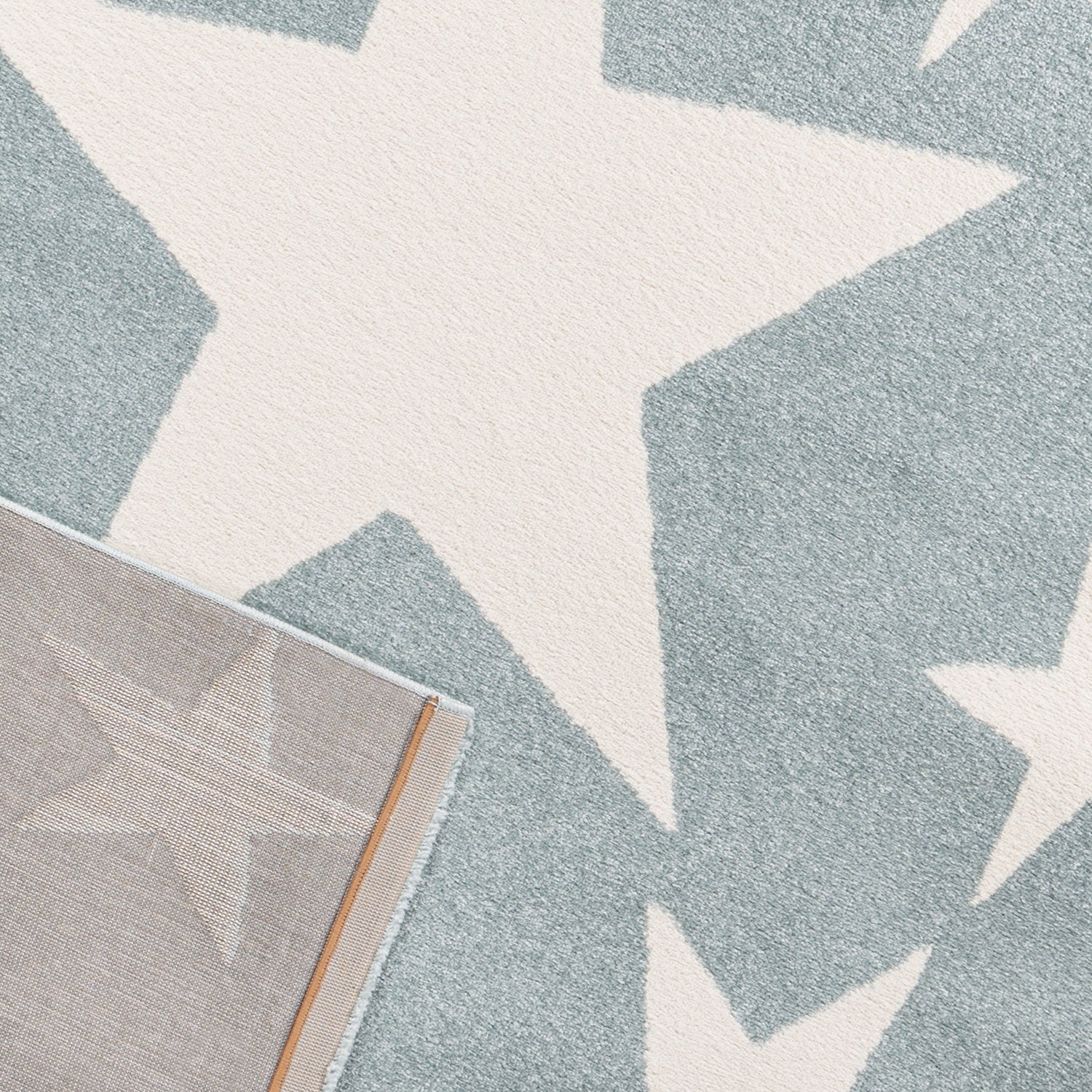 Teppich Sterne Hellblau Weiß Creme Kurzflor Kinderzimmer Jugendzimmer-5