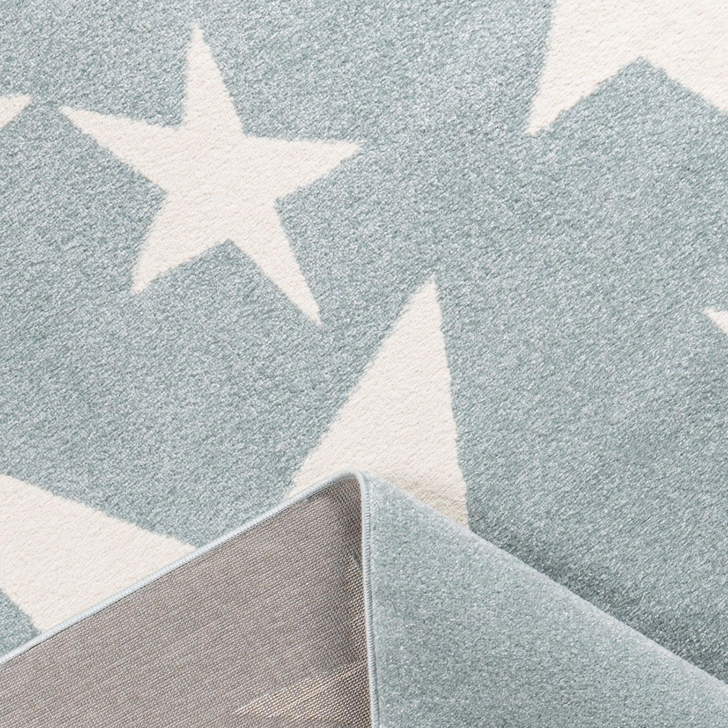 Teppich Sterne Hellblau Weiß Creme Kurzflor Kinderzimmer Jugendzimmer-2