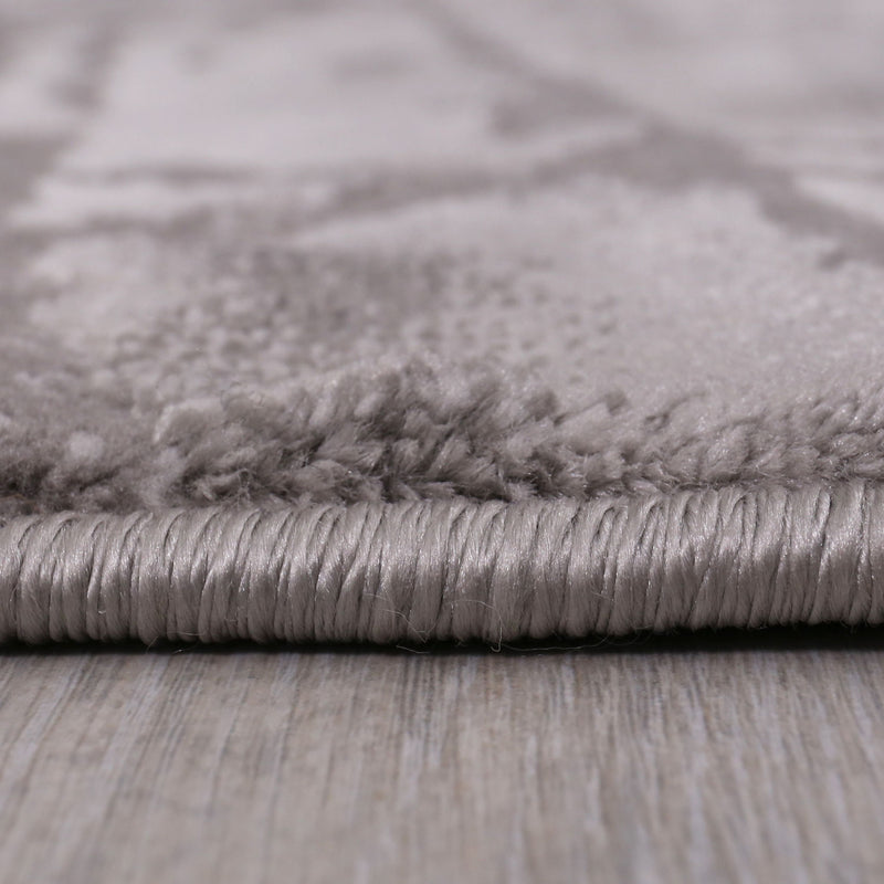 Short-pile abstract distressed-look rug for living room, bedroom, kitchen, in grey and white, suitable for living room, bedroom, kitchen-zoom-