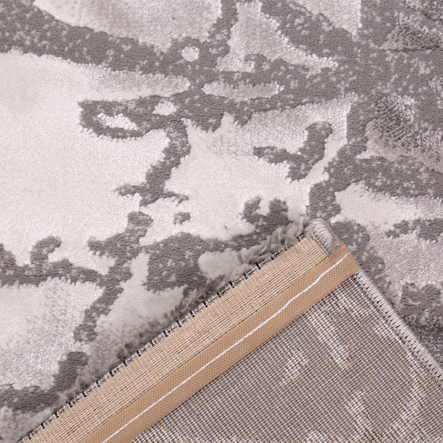 Short-pile abstract distressed-look rug for living room, bedroom, kitchen, in grey and white, suitable for living room, bedroom, kitchen-zoom-2