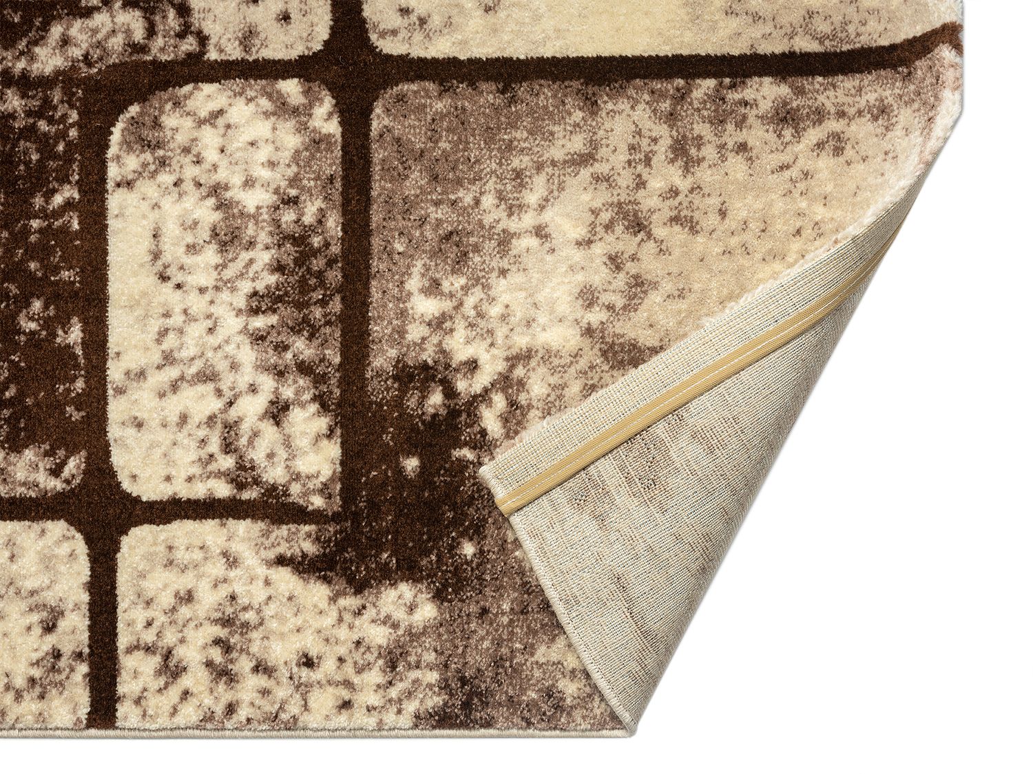 Teppich Beige Wohnzimmer Vintage Kurzflor Geometrisch Muster Abstrakt Meliert