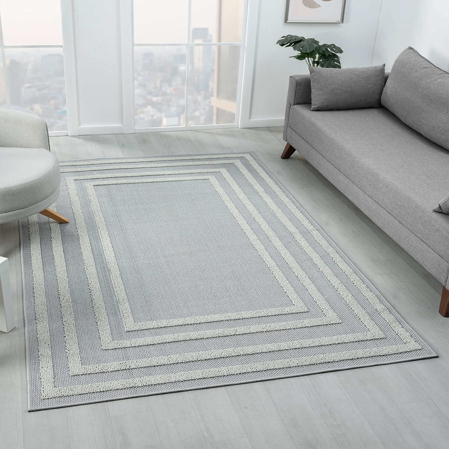 Boho high-pile rug for living room, bedroom, kitchen, hallway; washable 3D rug