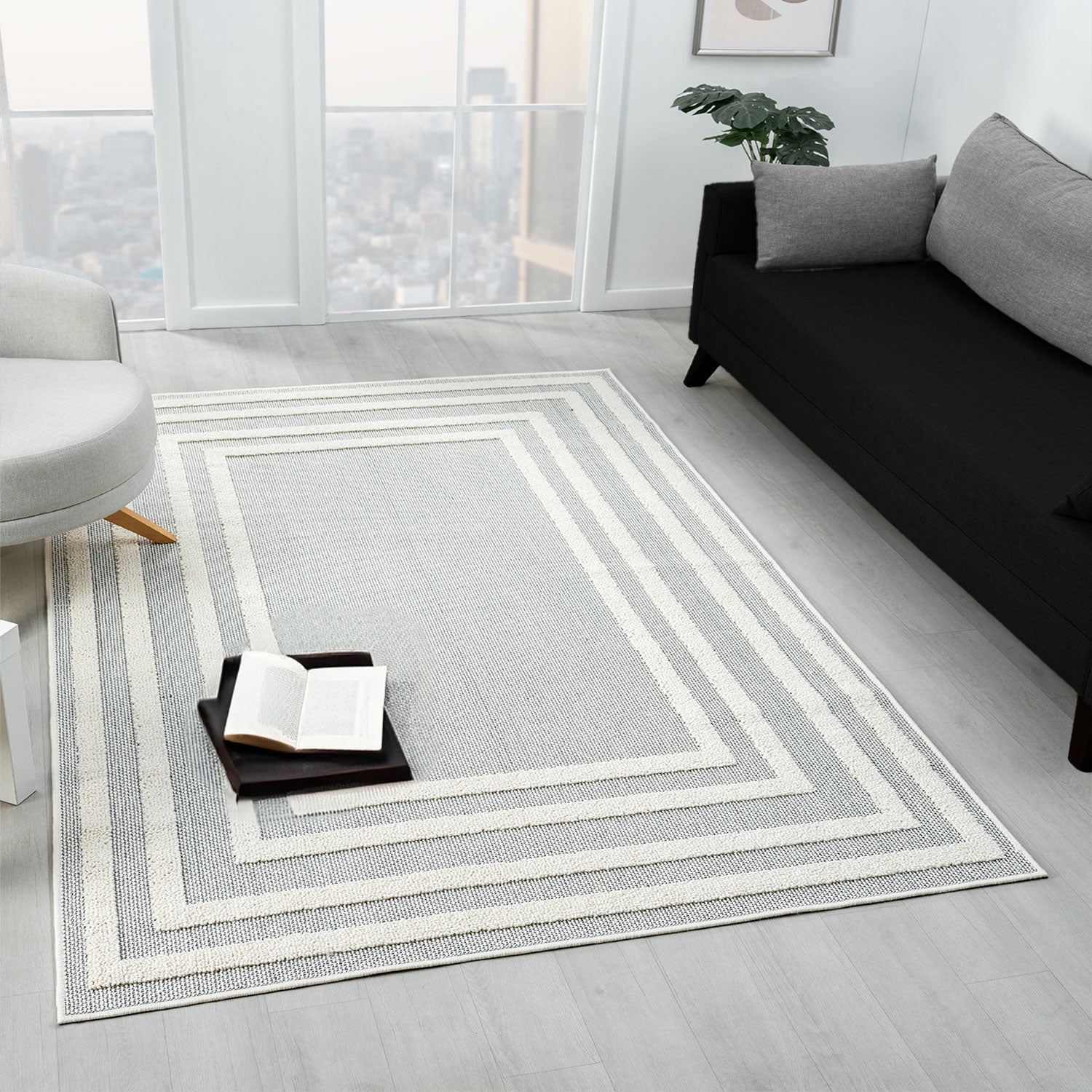 Boho high-pile rug for living room, bedroom, kitchen, hallway; washable 3D rug-20