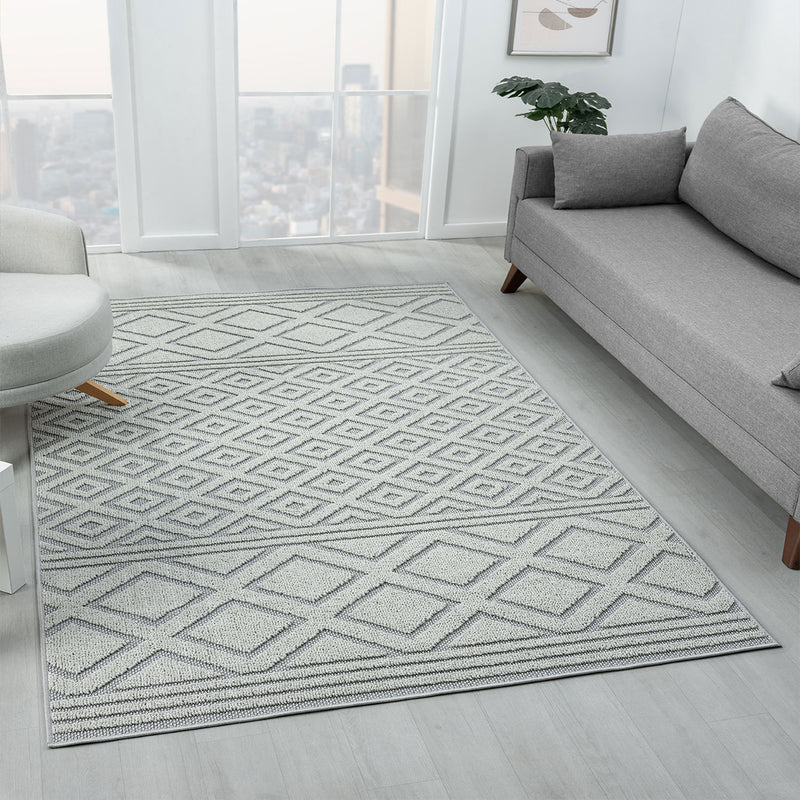 Boho high-pile rug for living room, bedroom, modern Scandinavian, washable 3D rug-zoom-