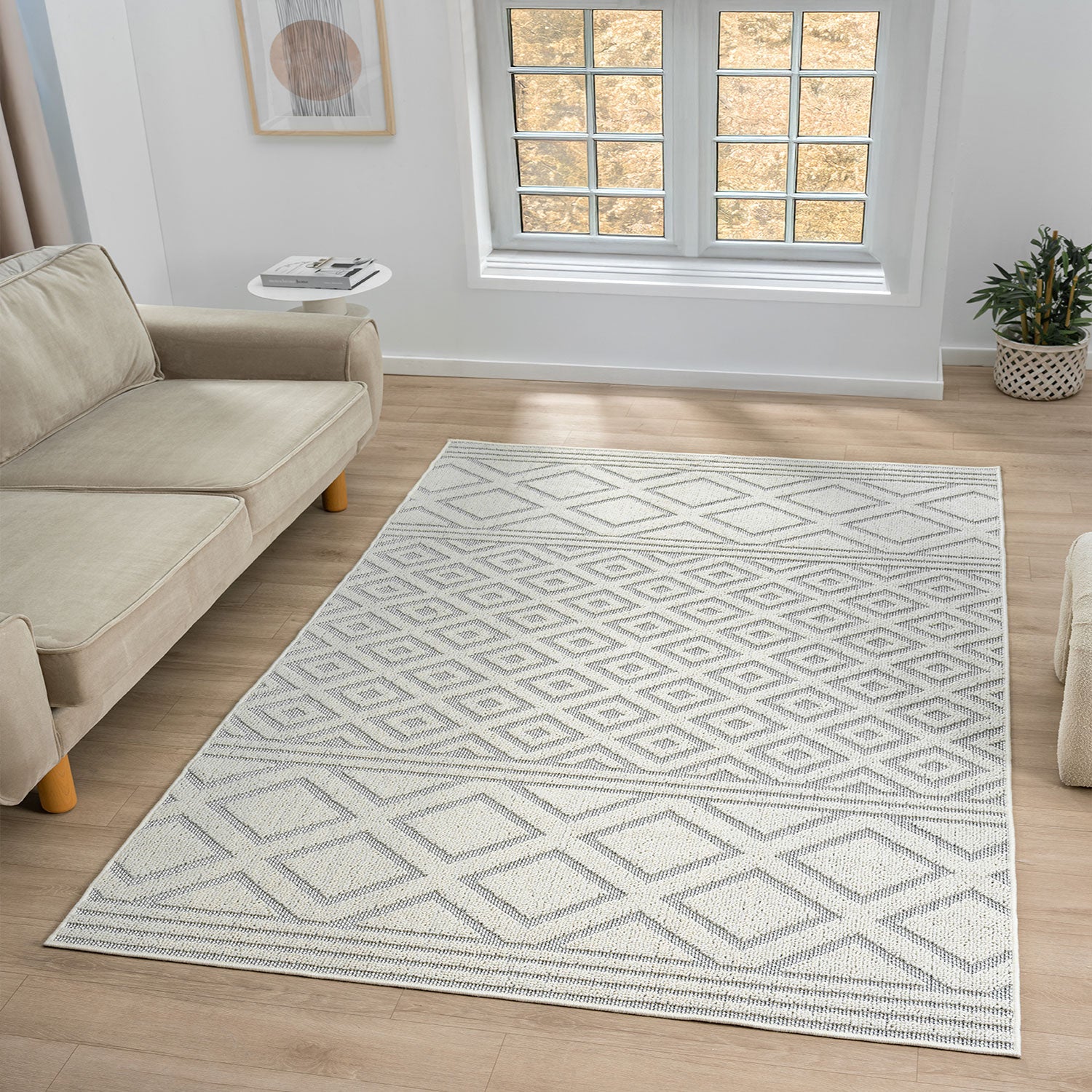 Boho high-pile rug for living room, bedroom, modern Scandinavian, washable 3D rug-11