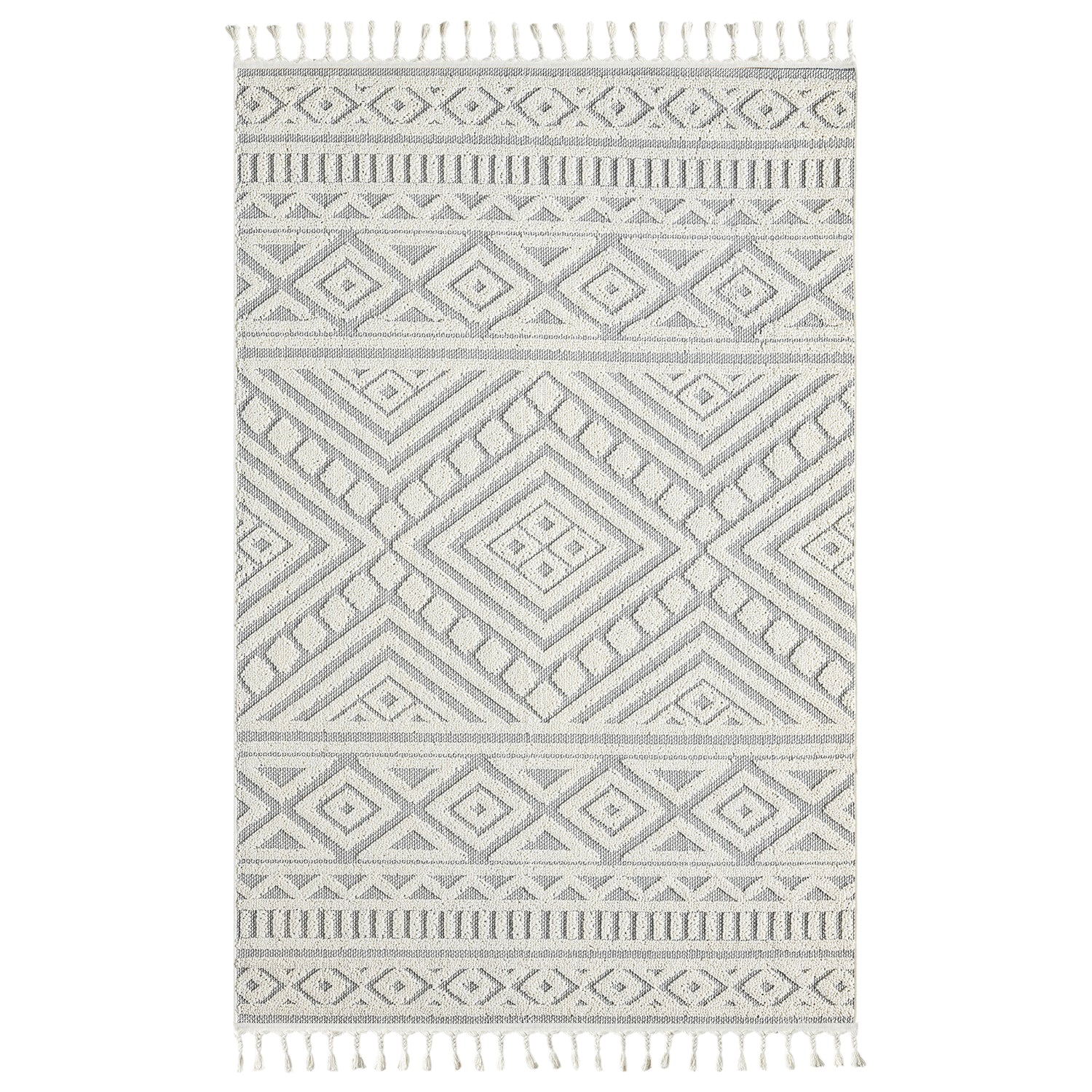 Boho rug for living room, bedroom, Scandinavian fringe, washable 3D rug-zoom-12