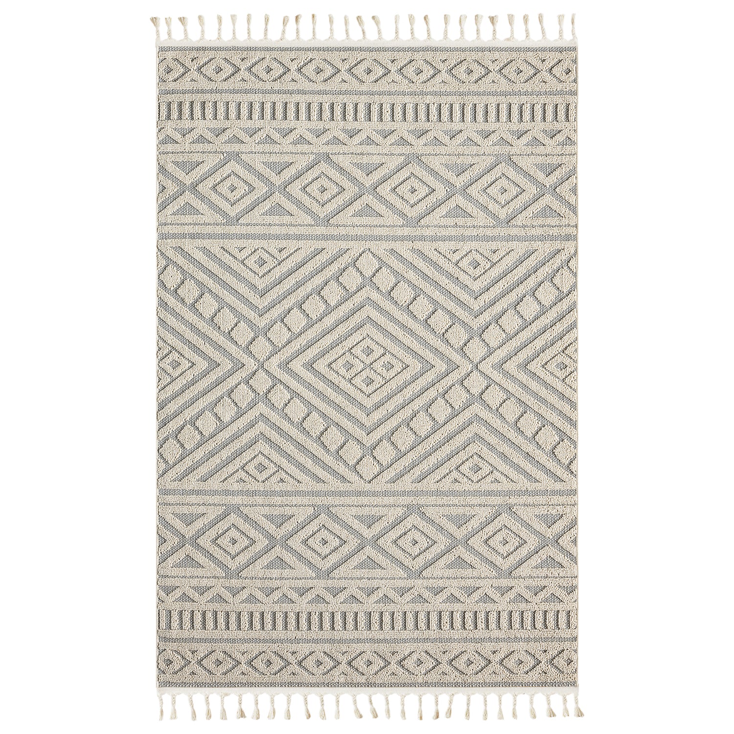 Boho rug for living room, bedroom, Scandinavian fringe, washable 3D rug-zoom-6