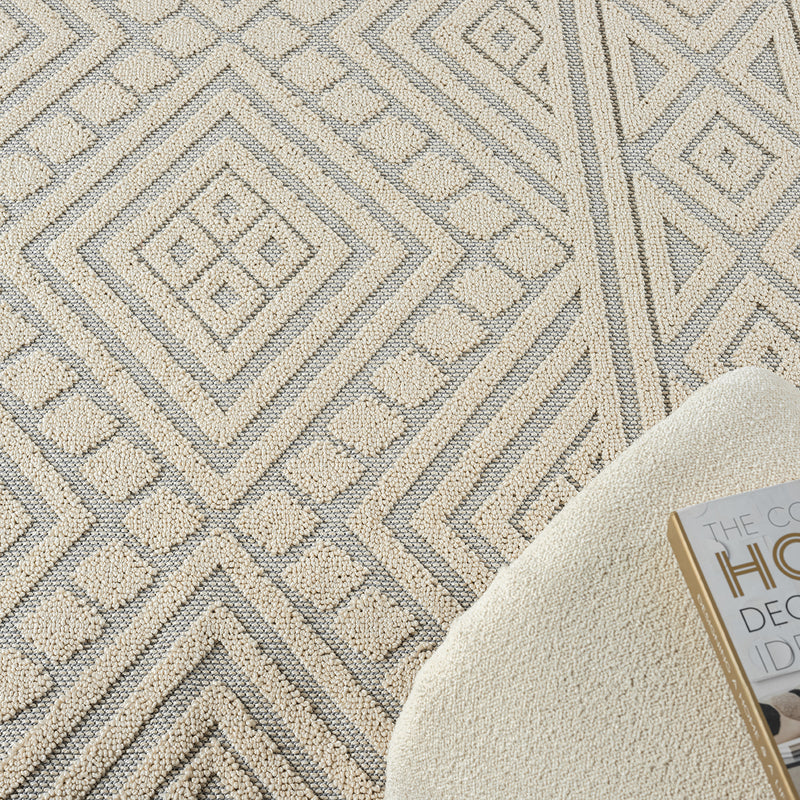Boho rug for living room, bedroom, Scandinavian fringe, washable 3D rug-zoom-