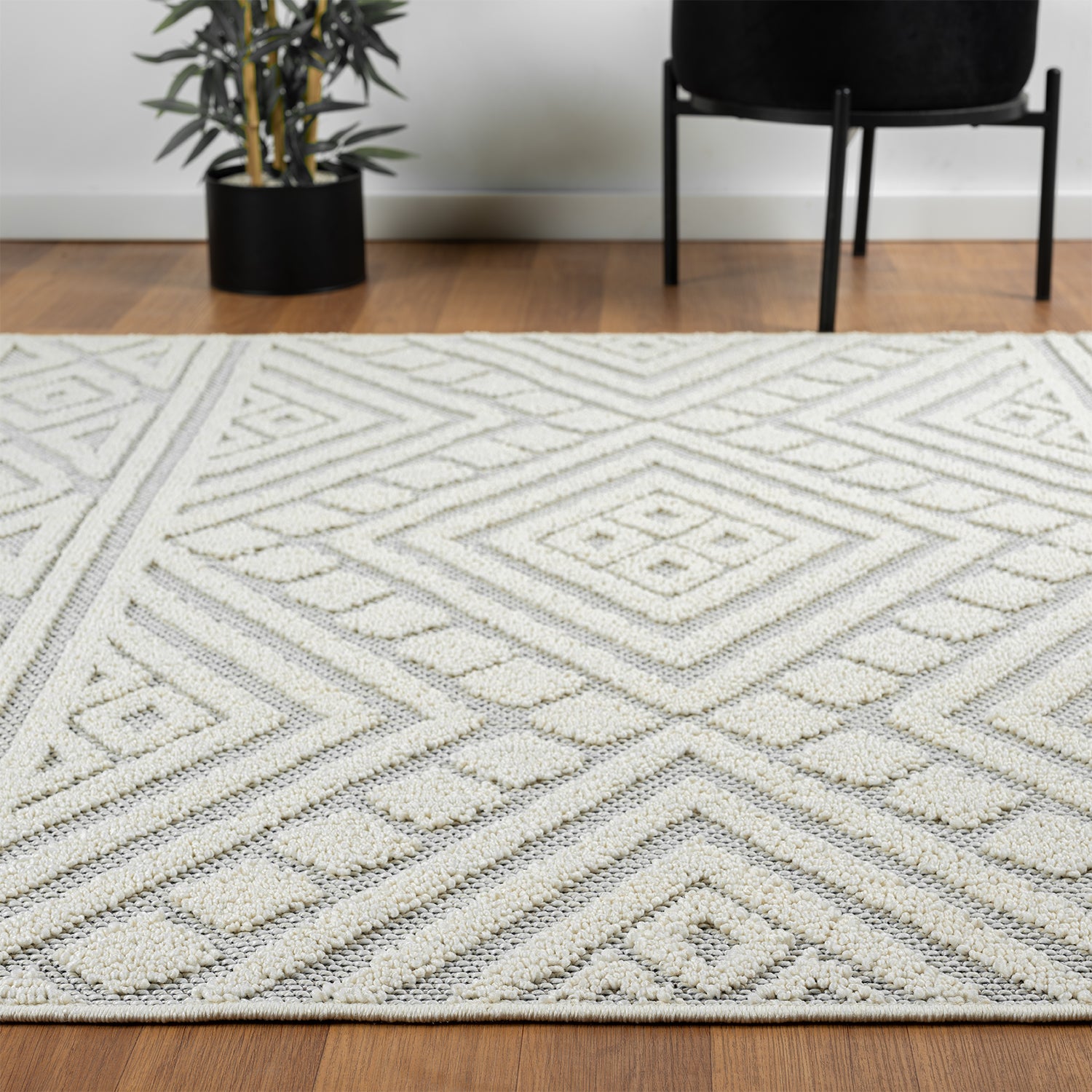 Boho rug for living room, bedroom, Scandinavian fringe, washable 3D rug-8