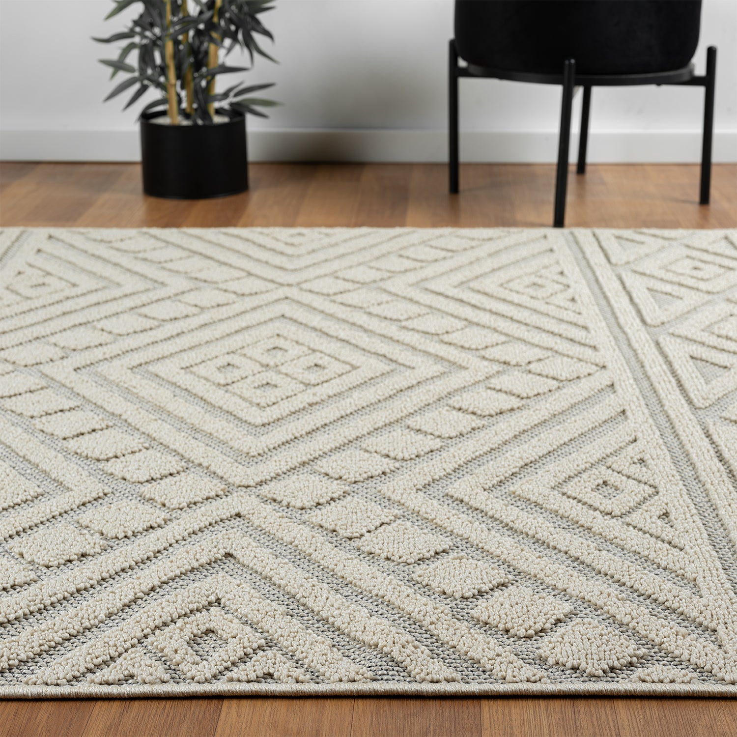 Boho rug for living room, bedroom, Scandinavian fringe, washable 3D rug-2