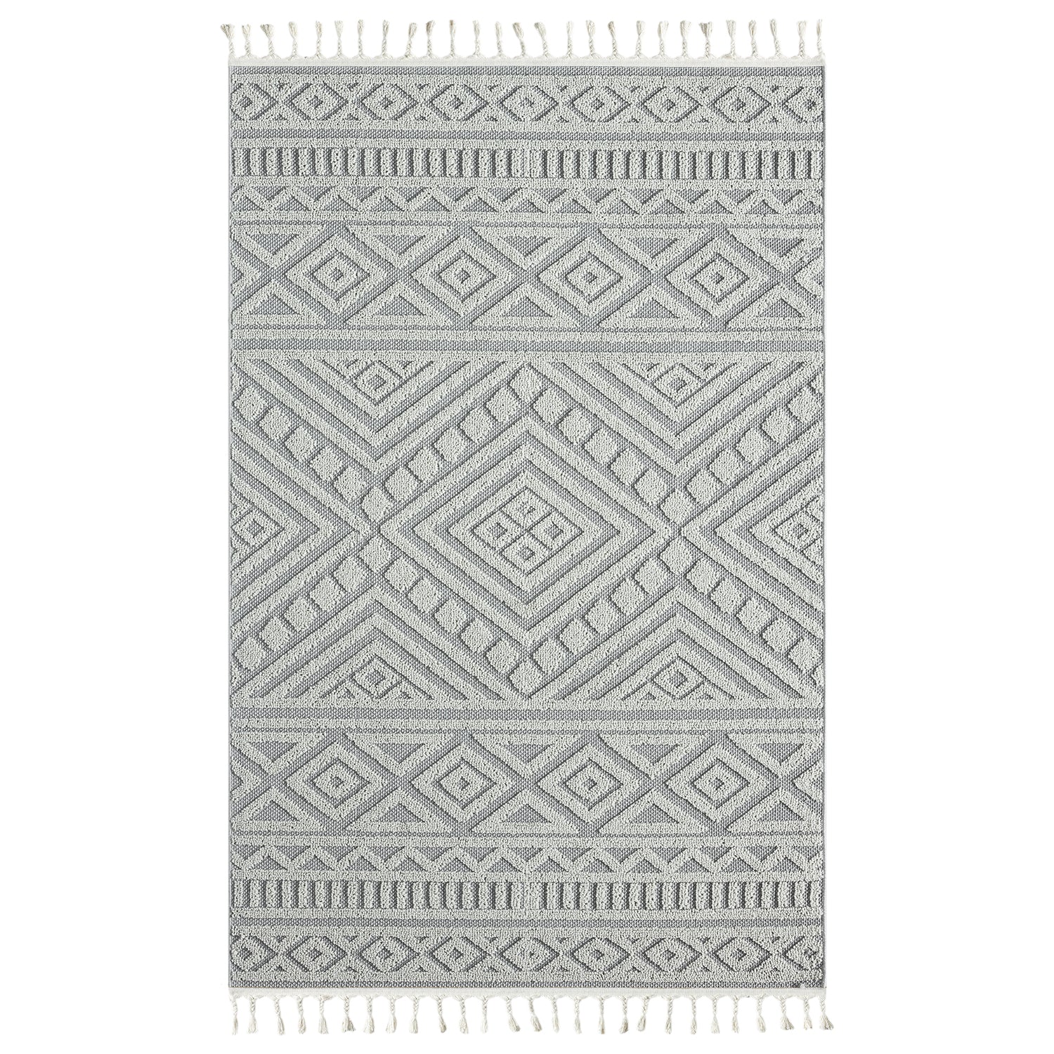 Boho rug for living room, bedroom, Scandinavian fringe, washable 3D rug-zoom-18