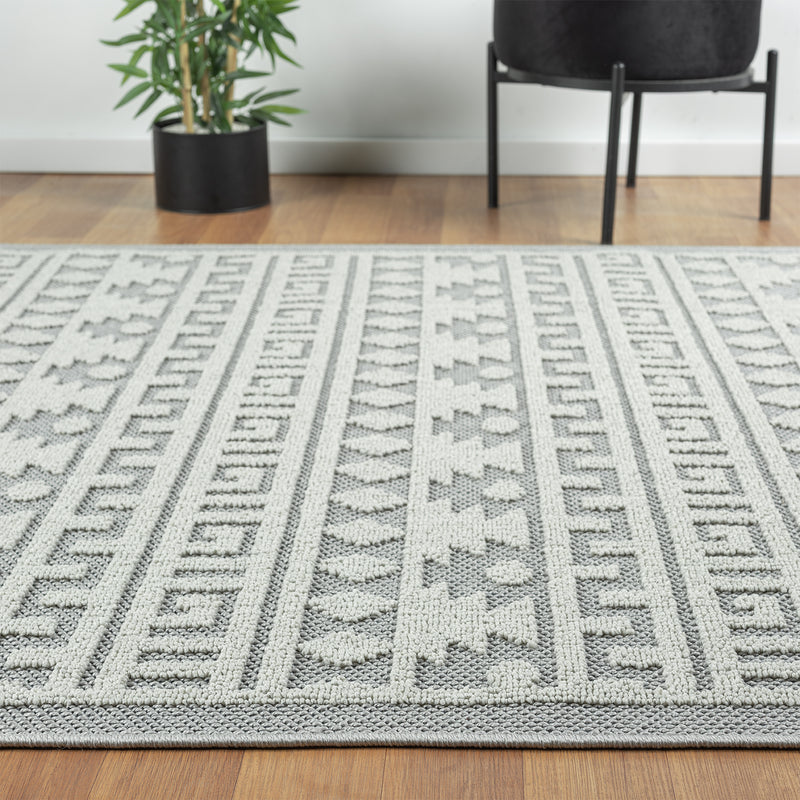 Boho Scandinavian style rug for living room, bedroom, balcony, kitchen, terrace, hallway, 3D cream-zoom-
