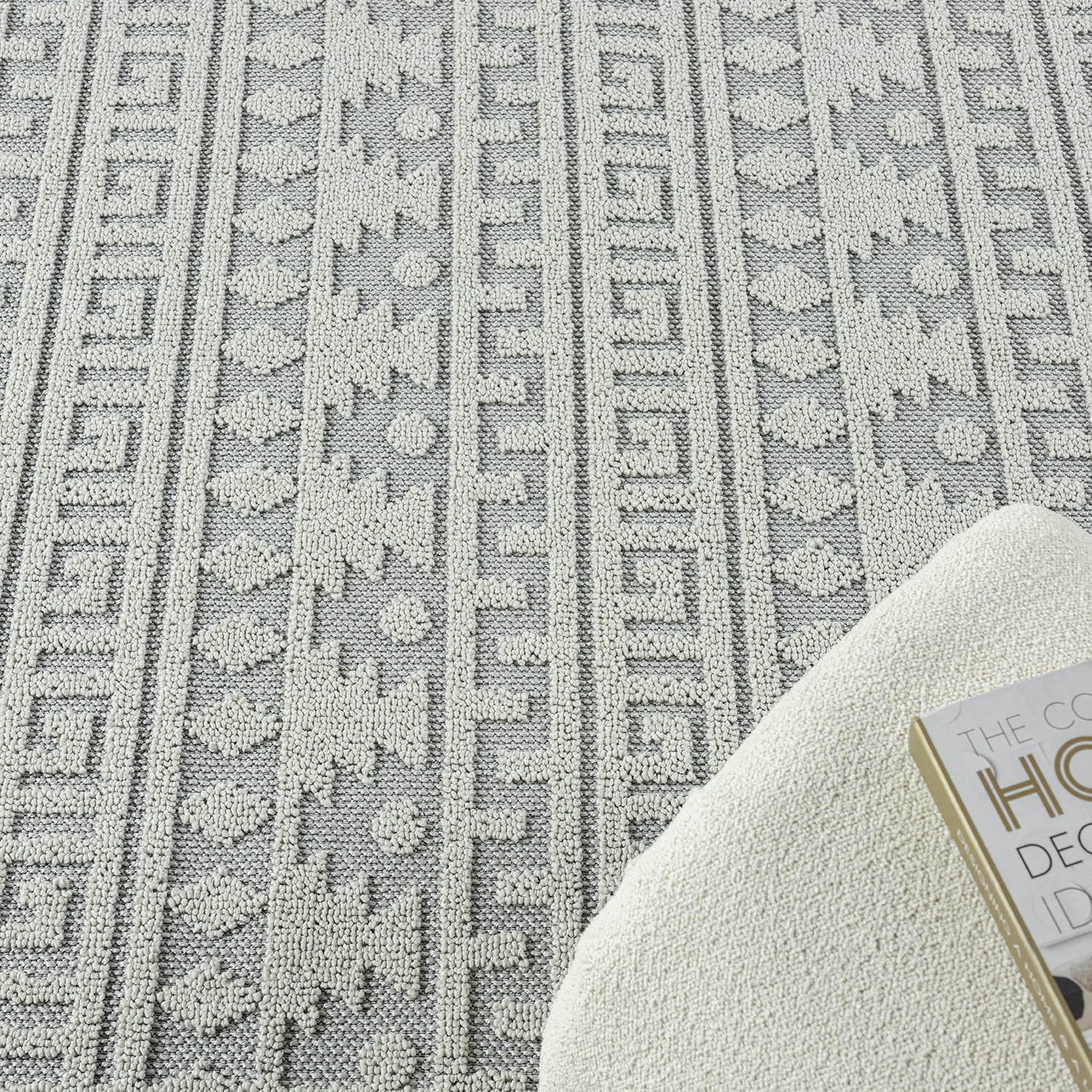 Boho Scandinavian style rug for living room, bedroom, balcony, kitchen, terrace, hallway, 3D cream-zoom-15