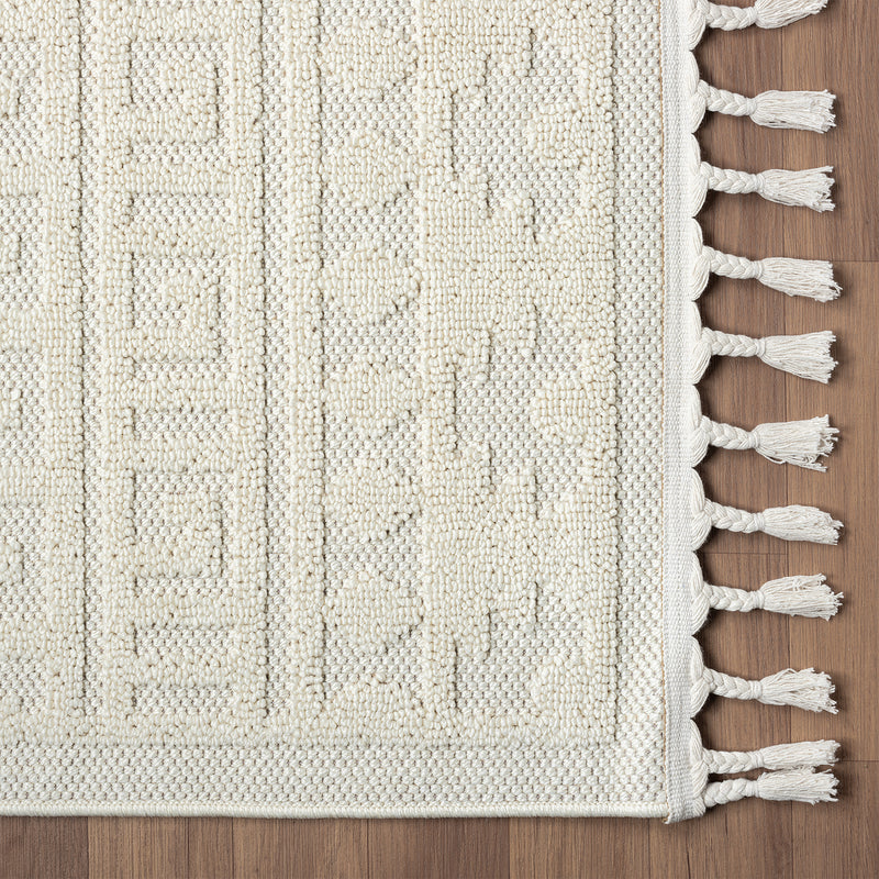 Boho Scandinavian style rug for living room, bedroom, balcony, kitchen, terrace, hallway, 3D cream-zoom-