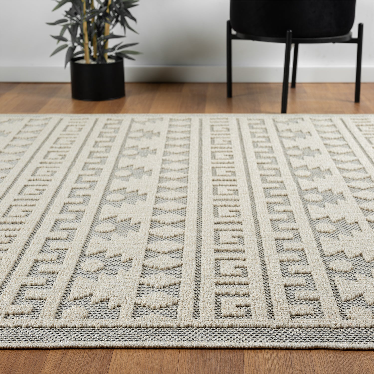 Boho Scandinavian style rug for living room, bedroom, balcony, kitchen, terrace, hallway, 3D cream-8