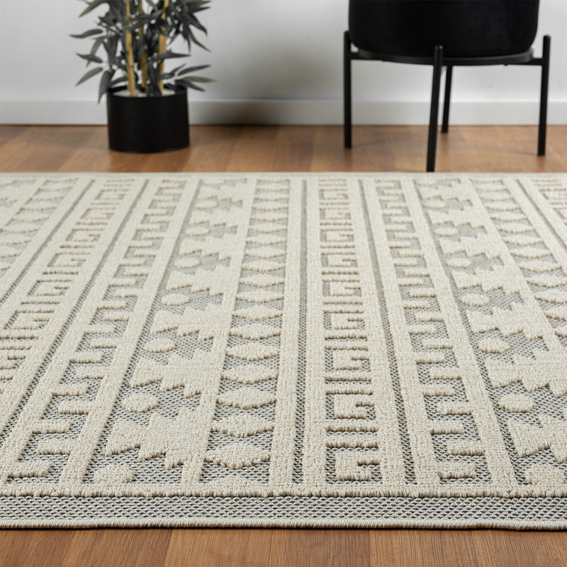 Boho Scandinavian style rug for living room, bedroom, balcony, kitchen, terrace, hallway, 3D cream-zoom-