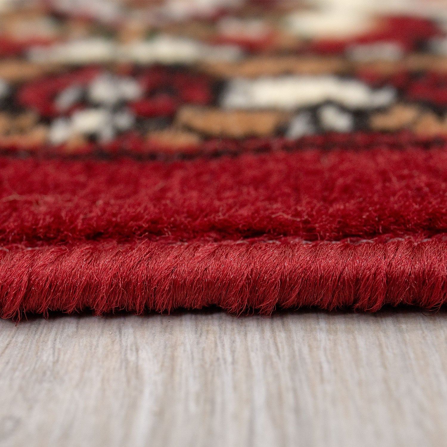 Oriental rug, red and beige, classically densely woven with ornament and floral motifs.-3