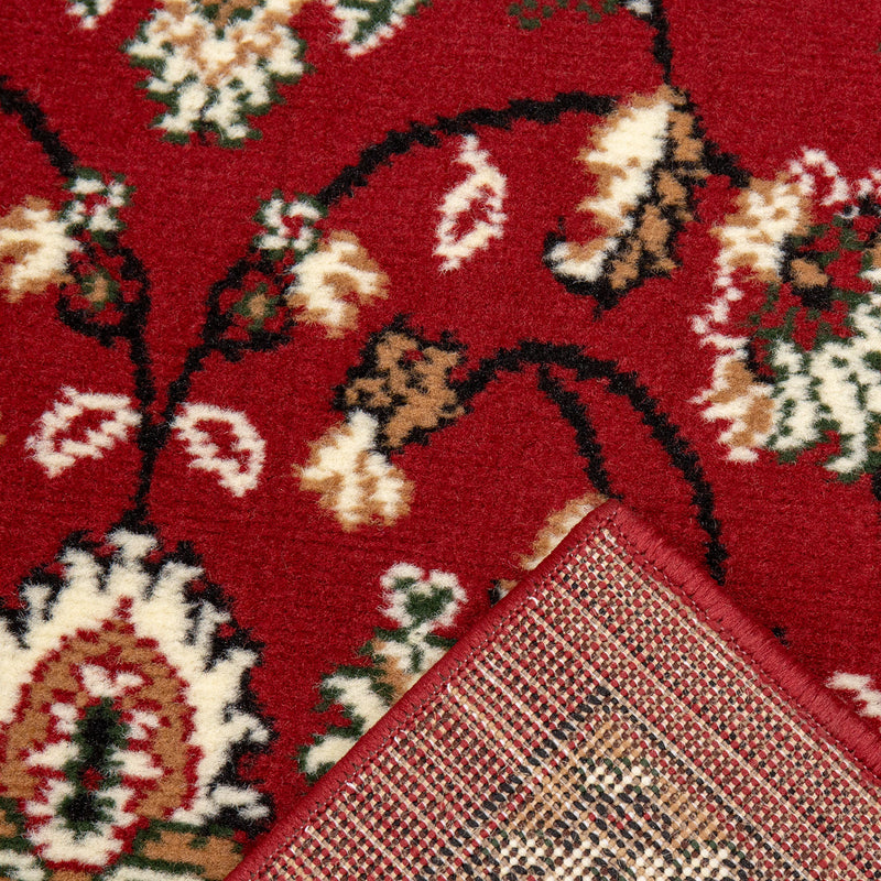 Oriental rug, red and beige, classically densely woven with ornament and floral motifs.-zoom-