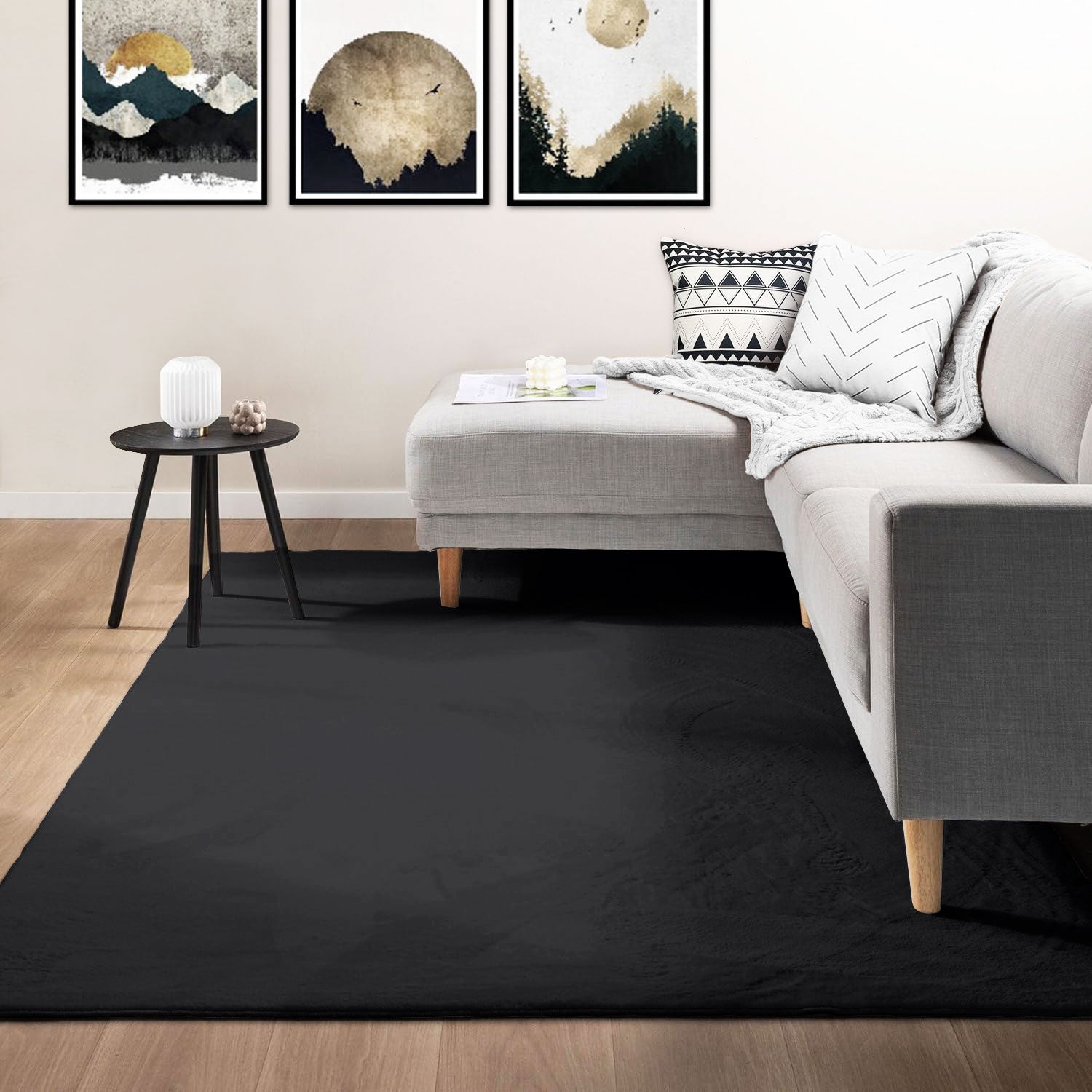 Carpet for living room/bedroom: Fluffy, short pile – washable and suitable for underfloor heating-zoom-19