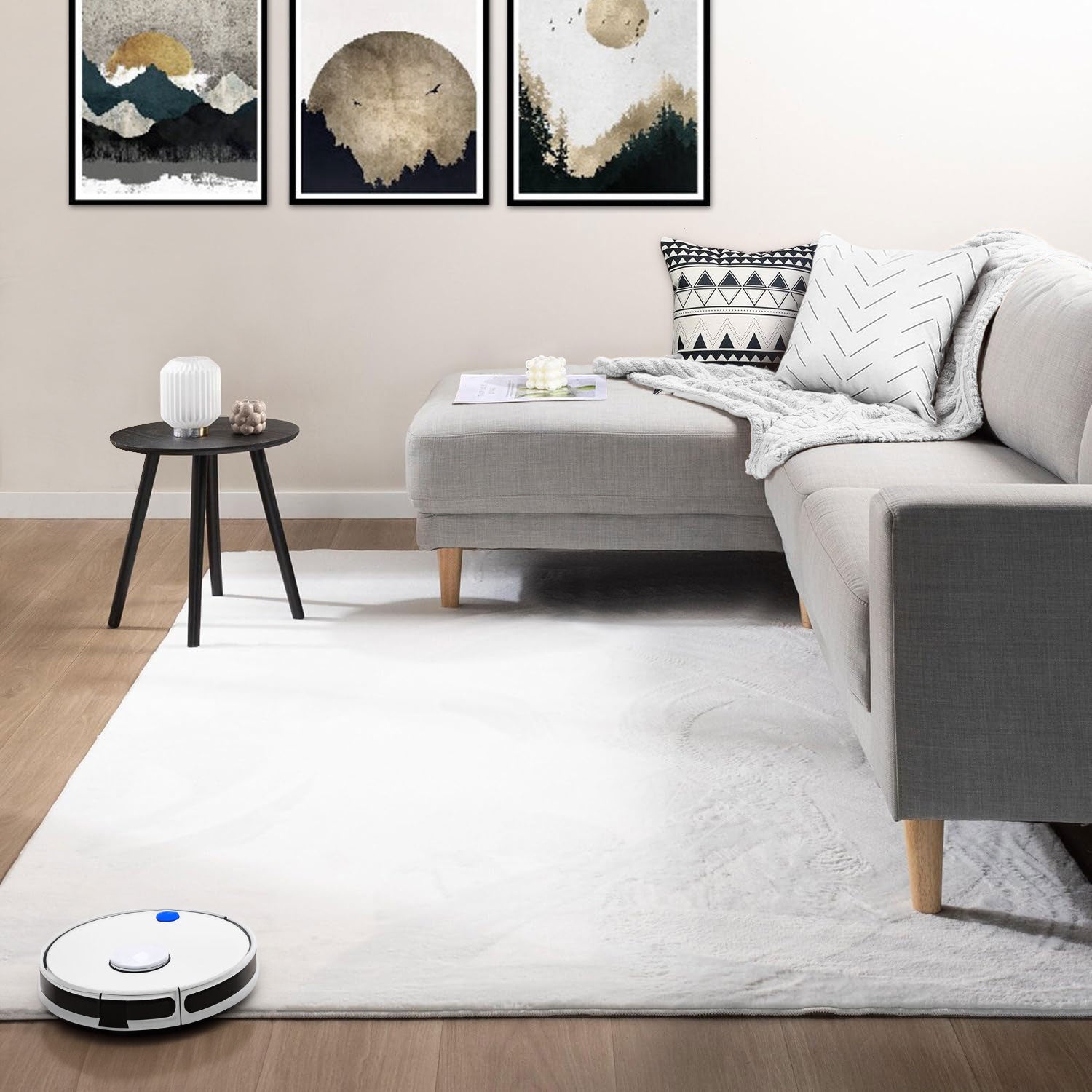Carpet for living room/bedroom: Fluffy, short pile – washable and suitable for underfloor heating-zoom-9