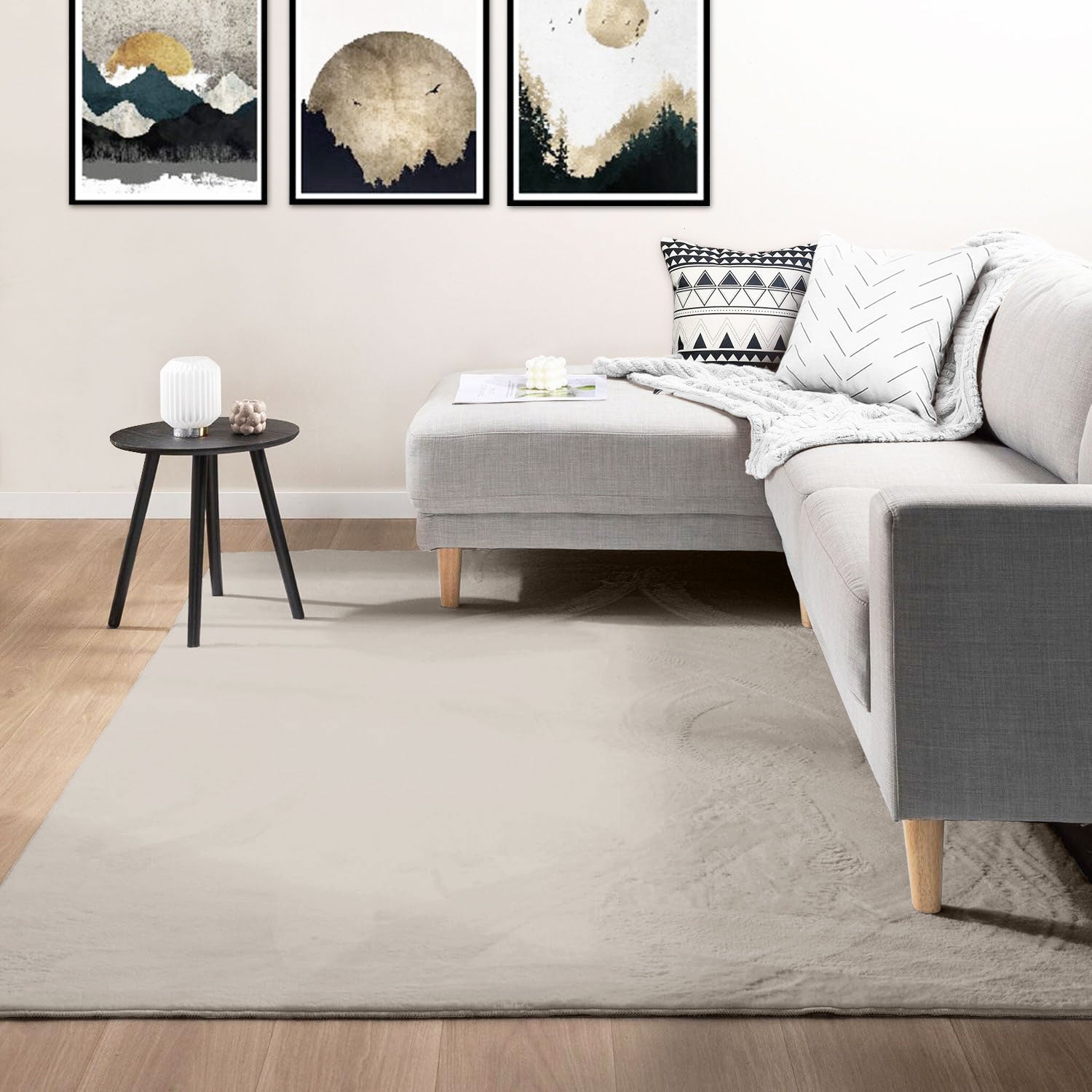 Carpet for living room/bedroom: Fluffy, short pile – washable and suitable for underfloor heating-zoom-30