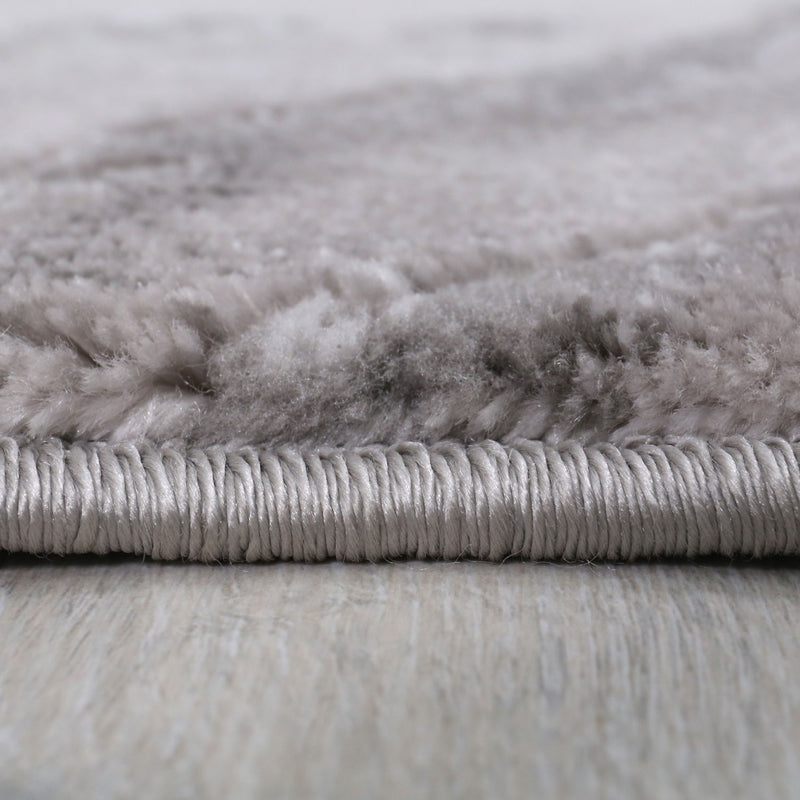 Abstract short-pile area rug in blue and grey with a distressed look, for living room, bedroom, kitchen-zoom-