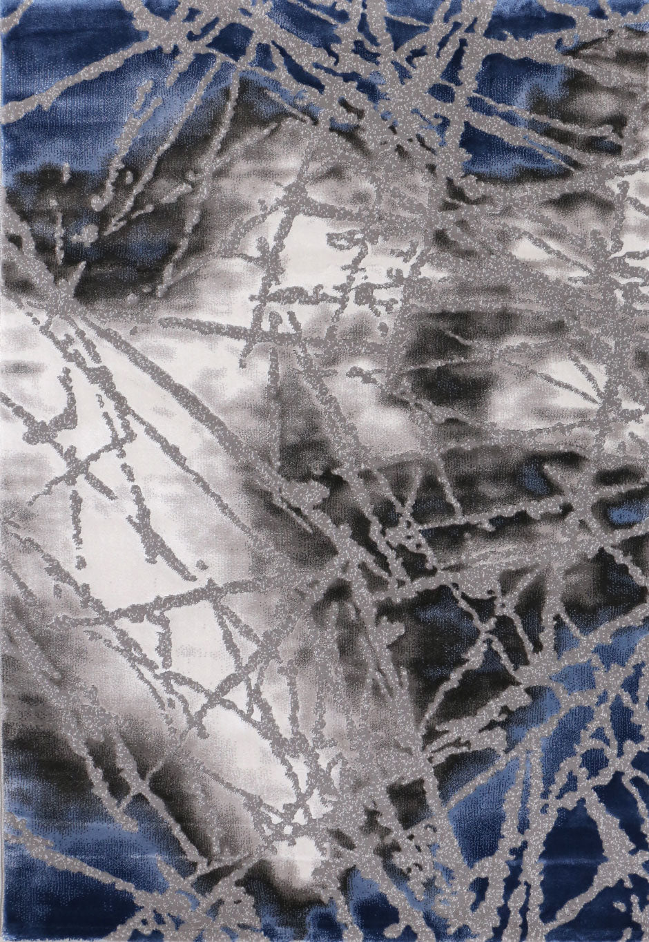 Abstract short-pile area rug in blue and grey with a distressed look, for living room, bedroom, kitchen-4