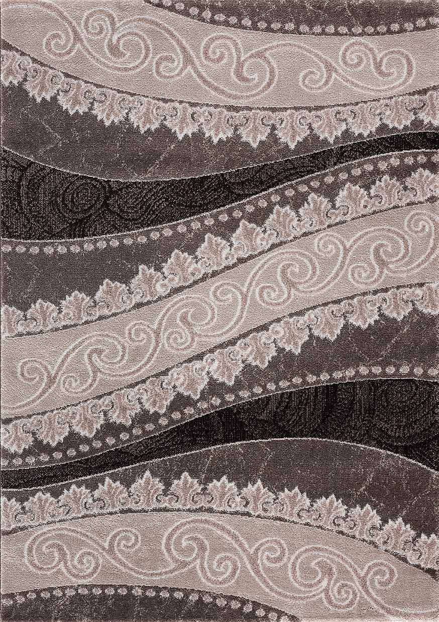 Designer short-pile living room rug with glitter abstract used look in brown-3