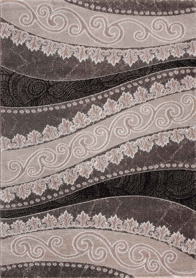 Designer short-pile living room rug with glitter abstract used look in brown-zoom-